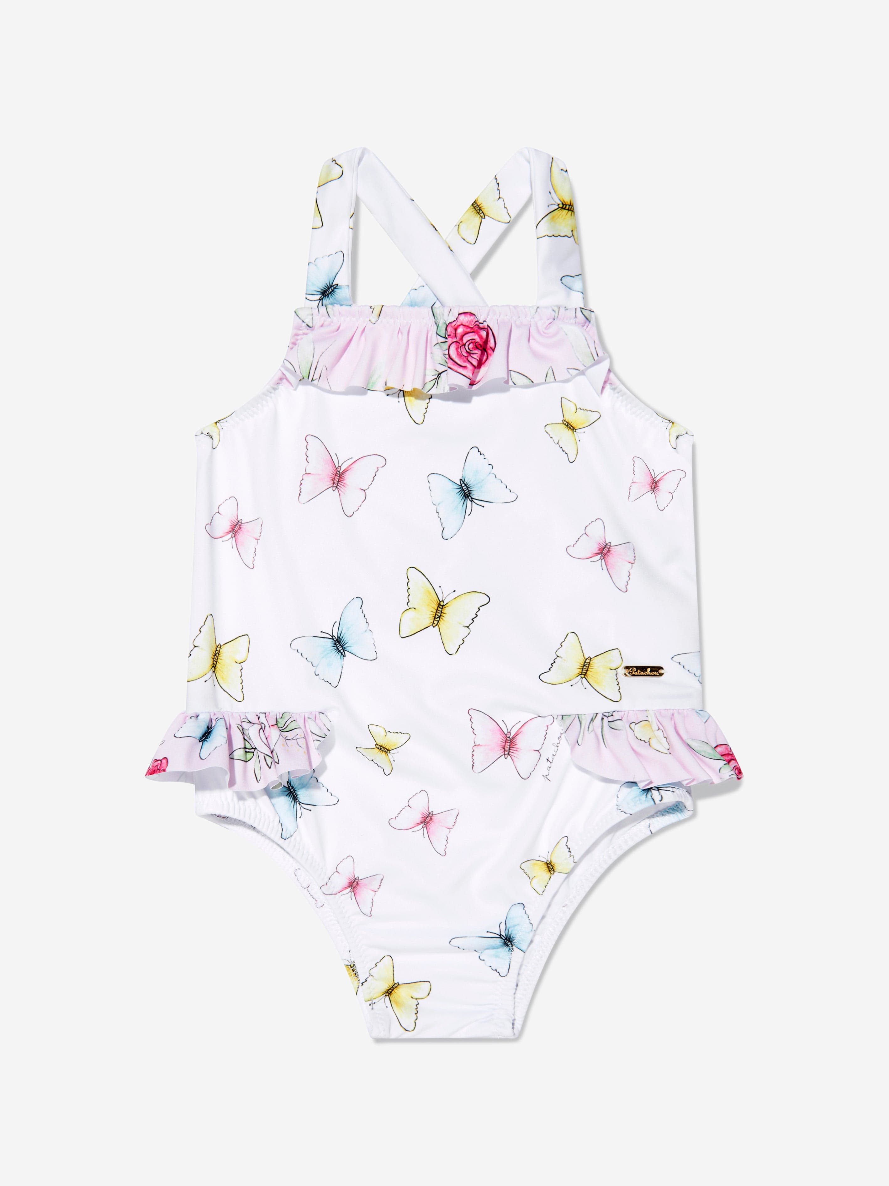 Patachou Girls Butterflies Swimsuit in White