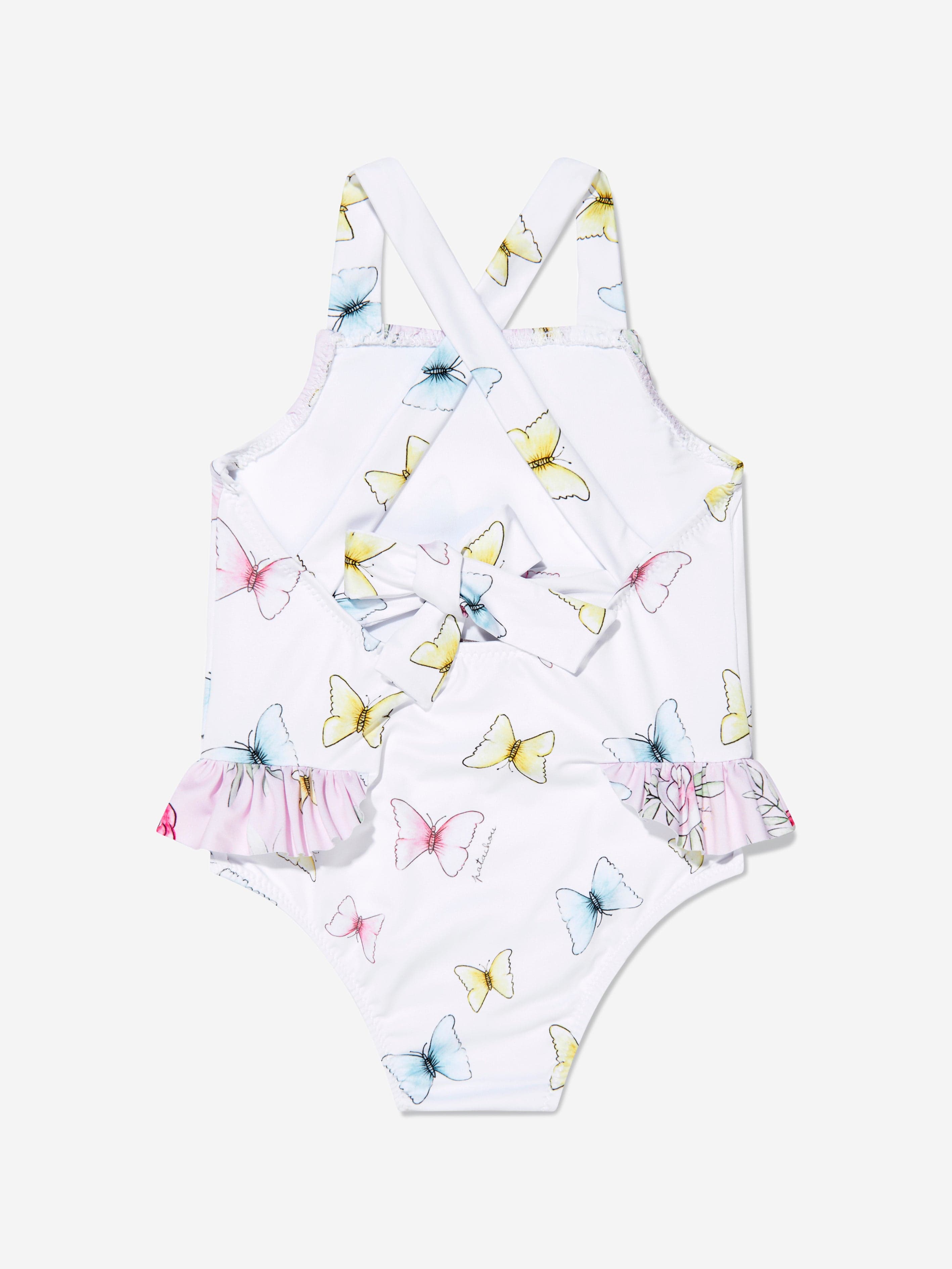 Patachou Girls Butterflies Swimsuit in White