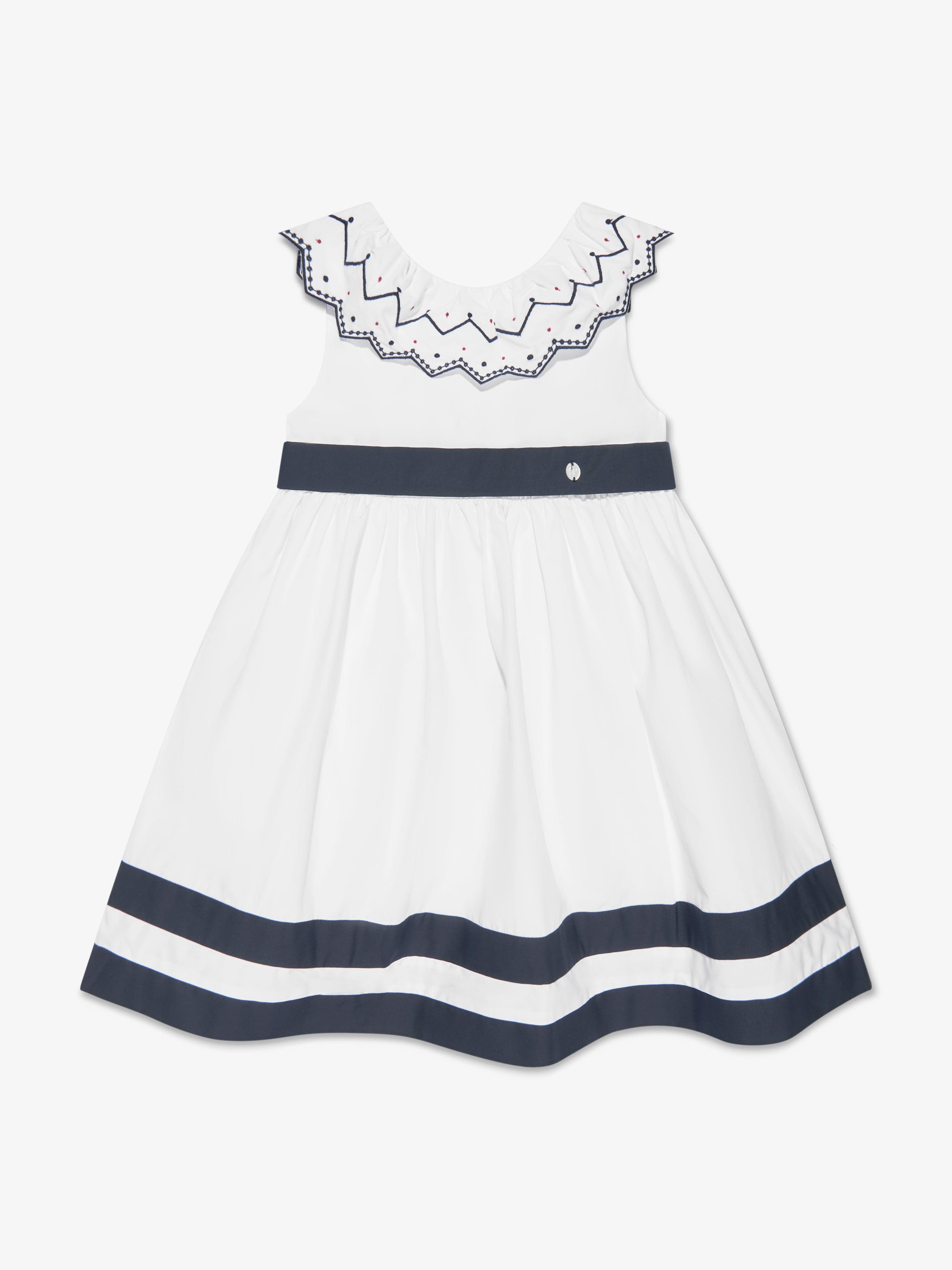 Patachou Girls Sleeveless Embroidered Dress in White