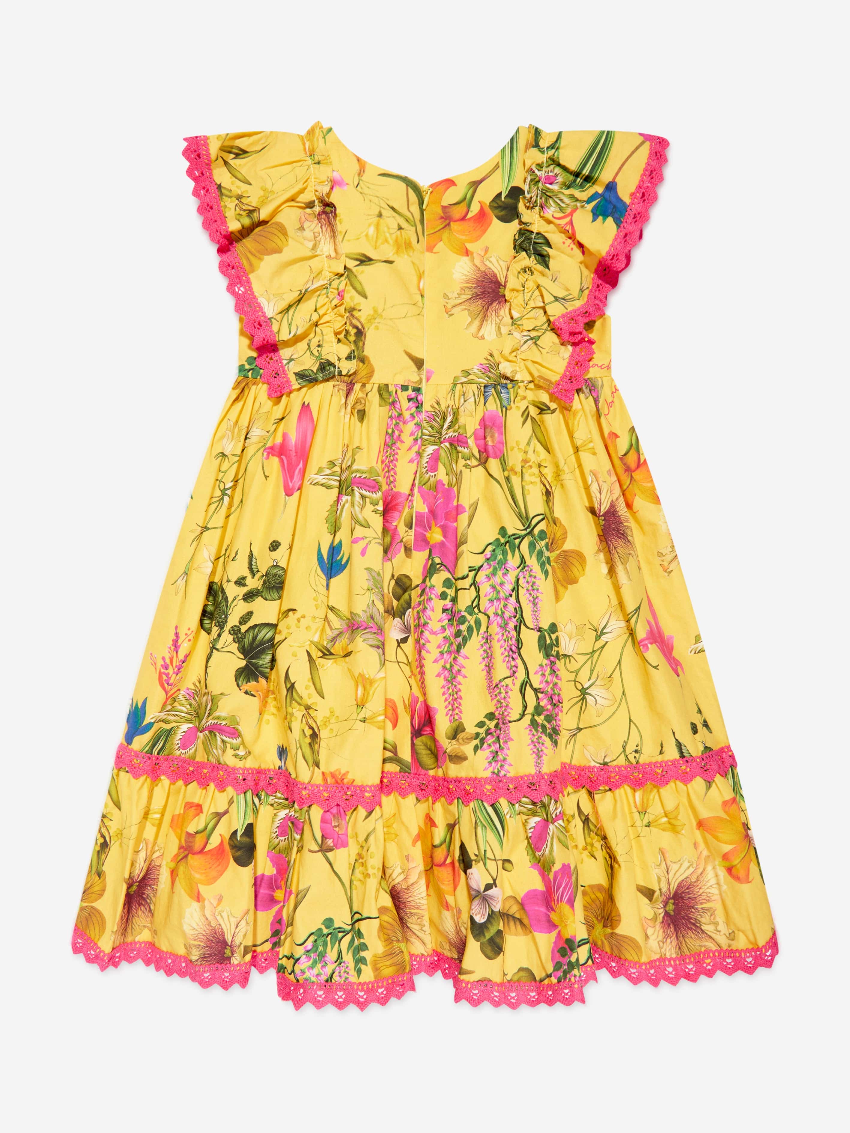 Patachou Girls Sleeveless Botanical Dress in Yellow