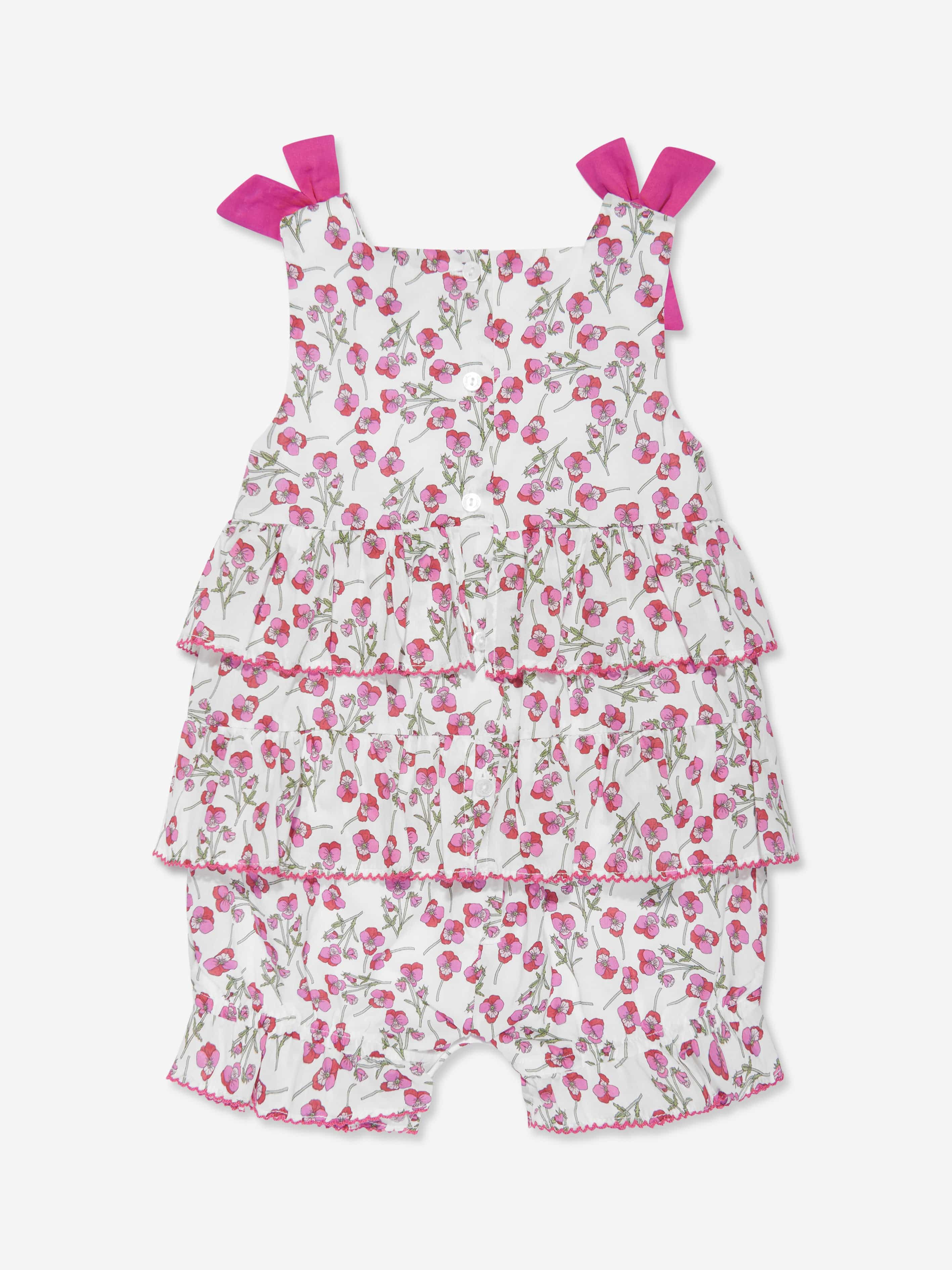 Patachou Baby Girls Spring Liberty Floral Romper in Pink