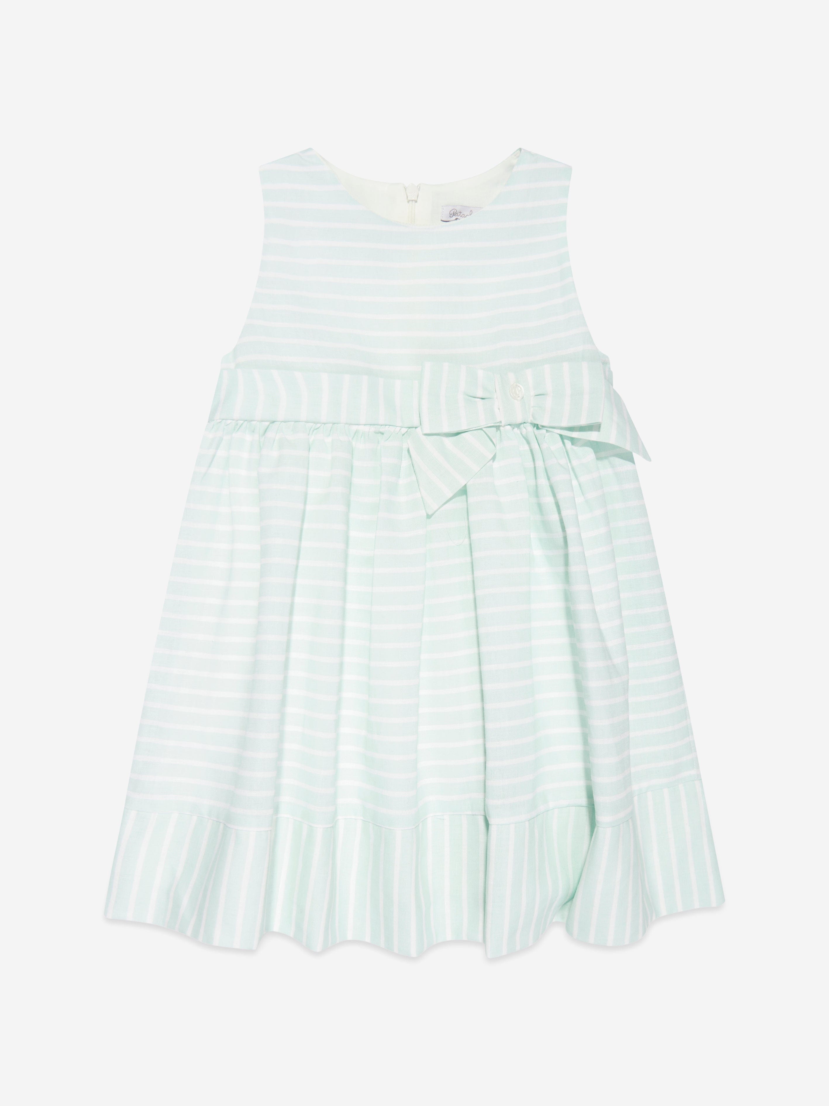 Patachou Girls Striped Sleeveless Dress in Green