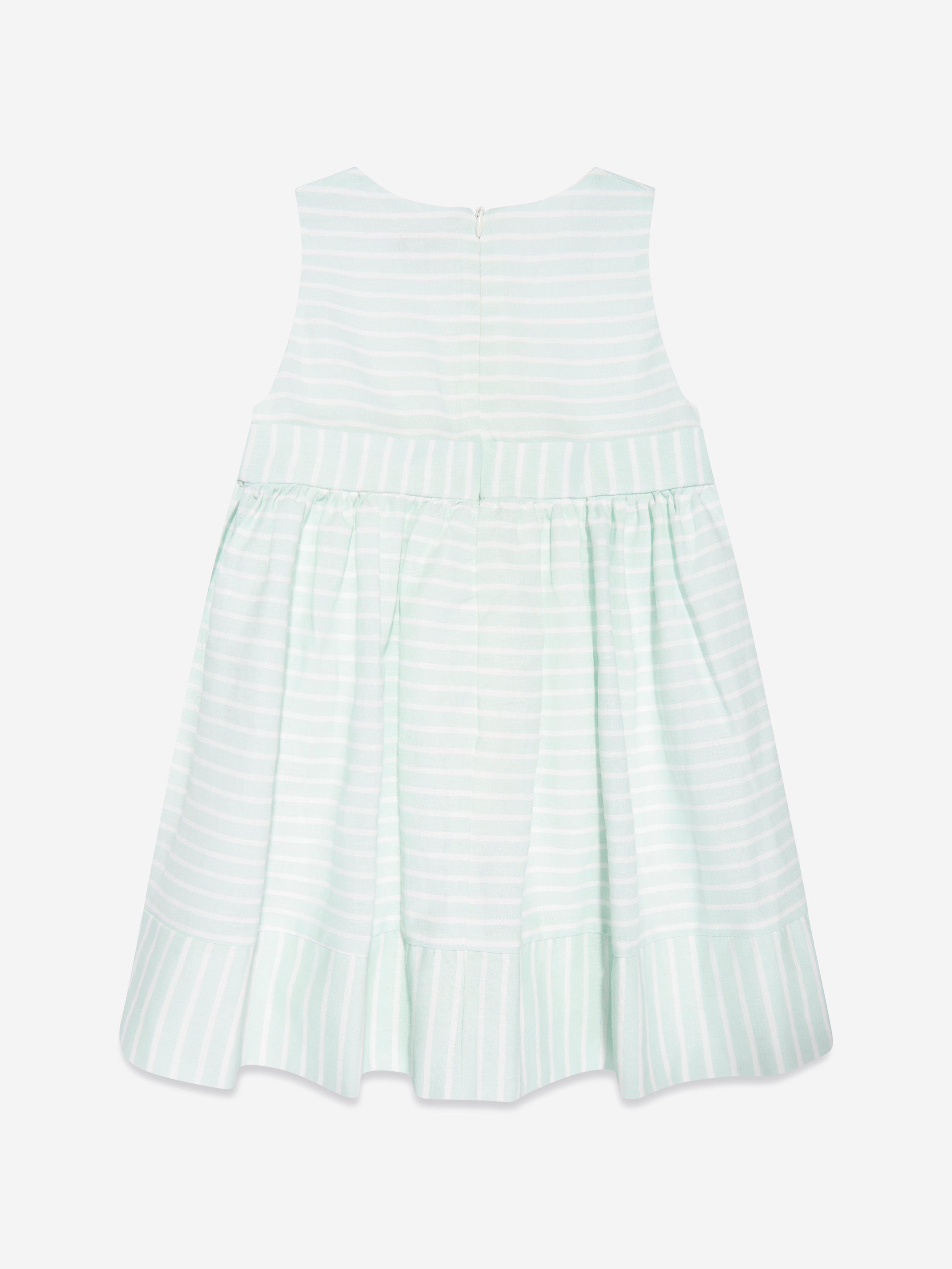 Patachou Girls Striped Sleeveless Dress in Green