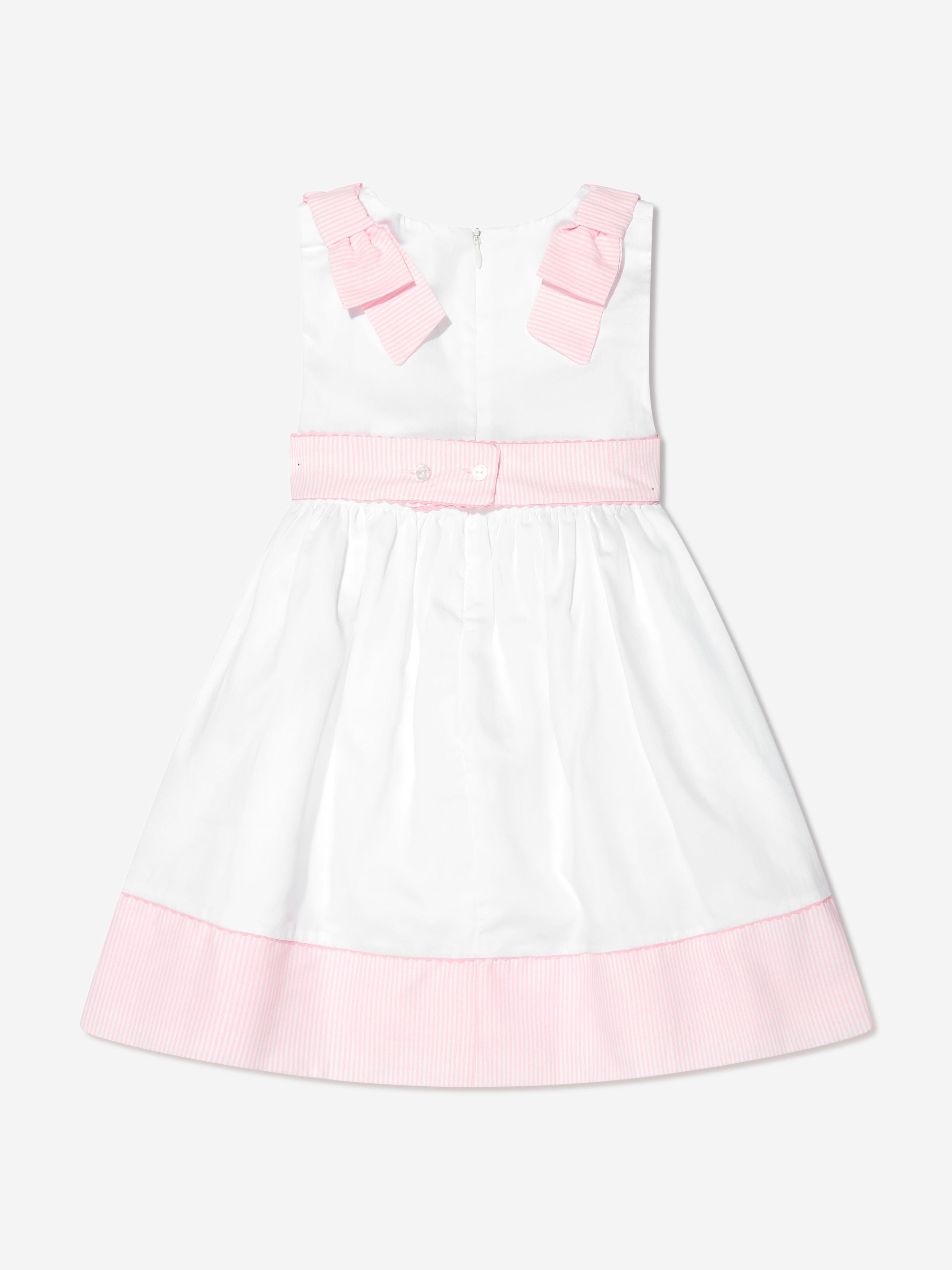 Patachou Girls Sleeveless Smocked Dress in White