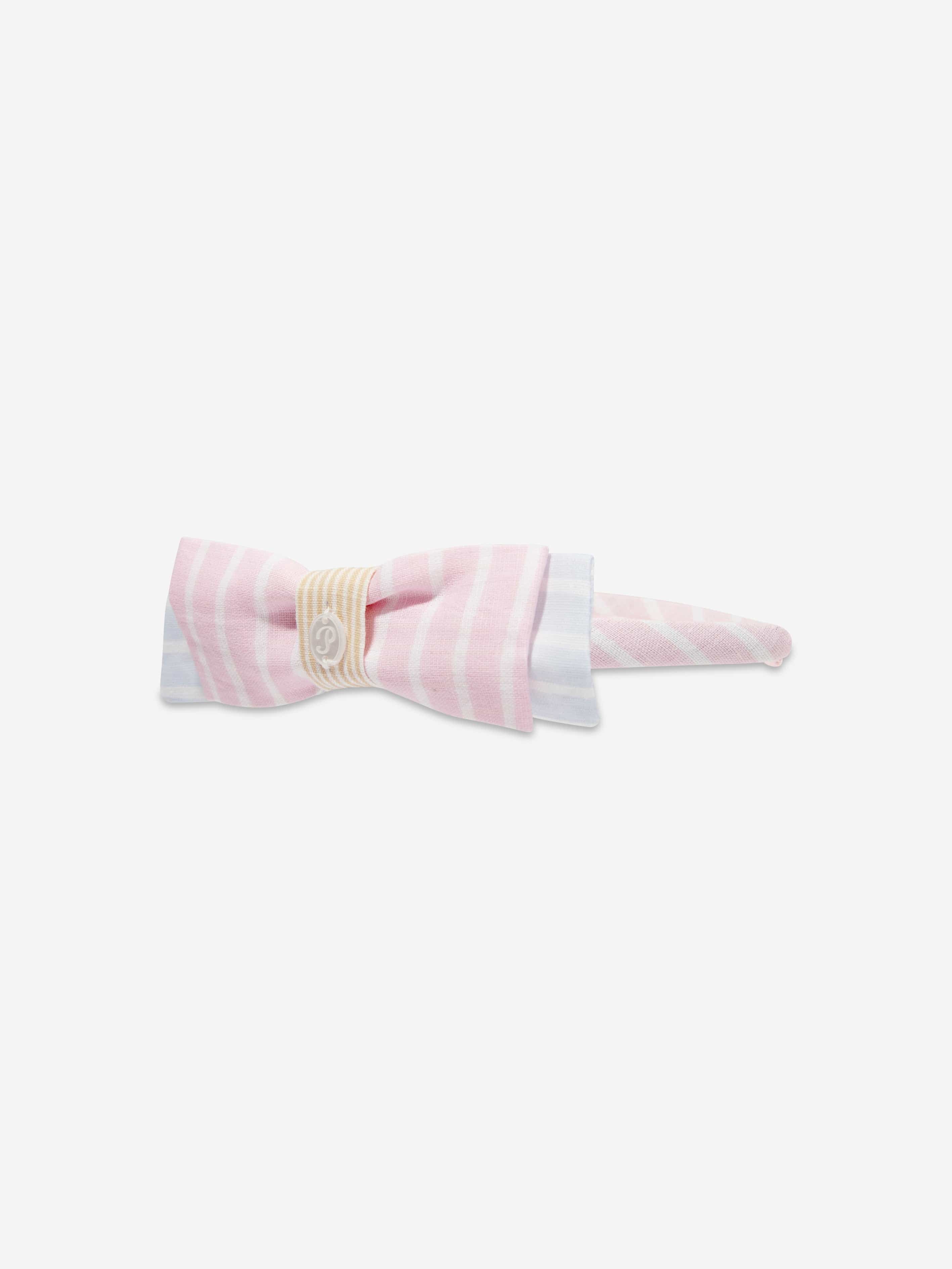 Patachou Girls Striped Bow Headband in Pink