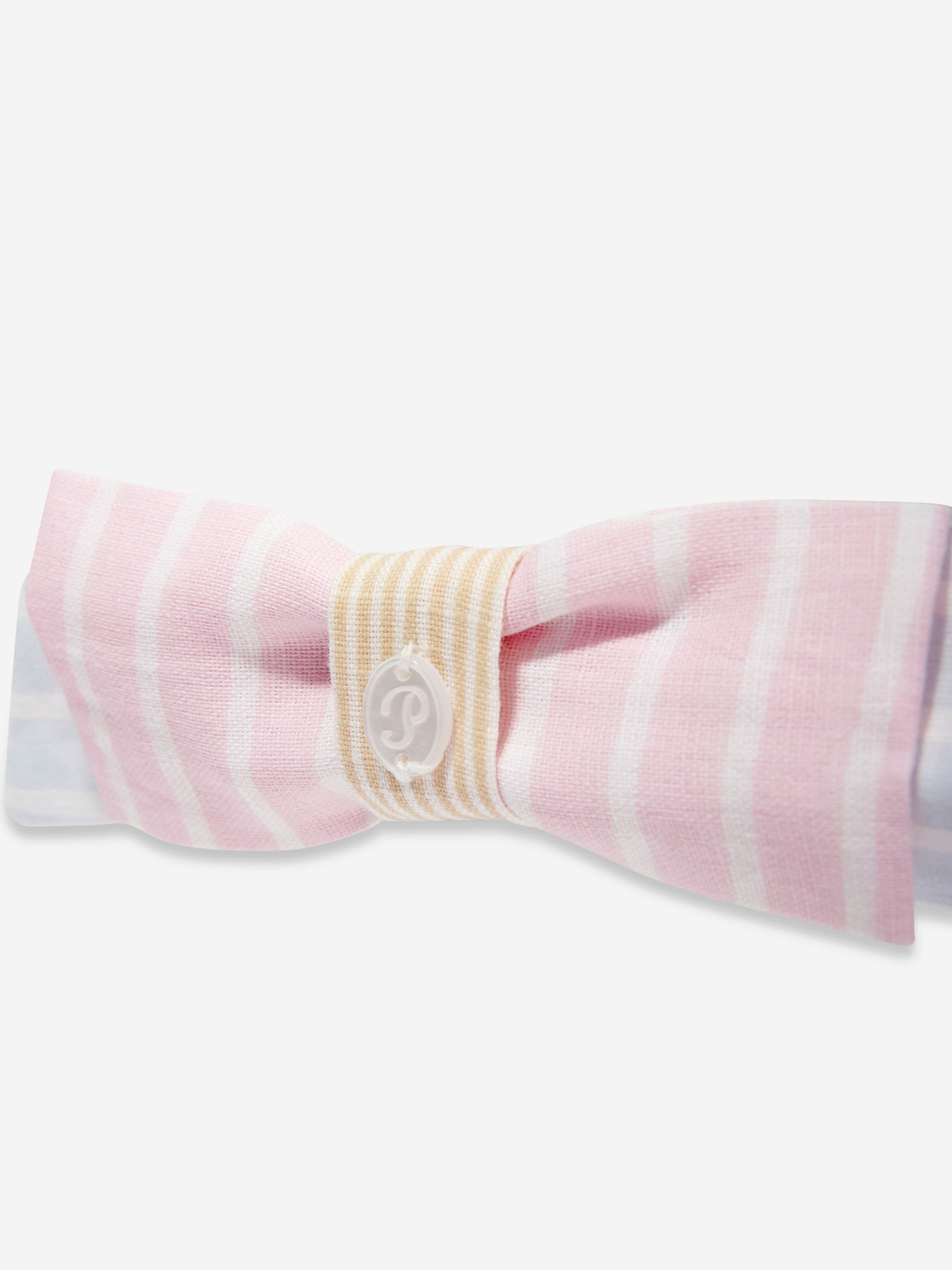 Patachou Girls Striped Bow Headband in Pink