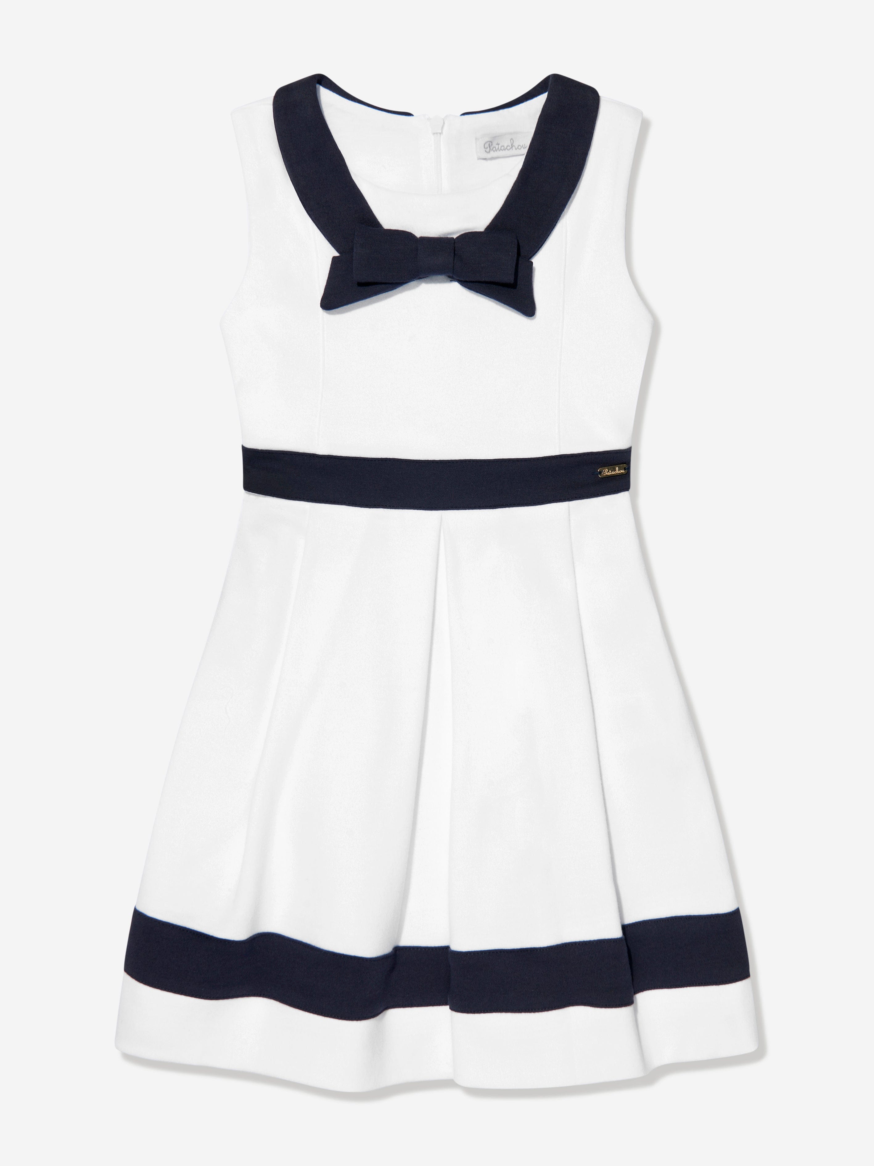 Patachou Girls Sleeveless Bow Dress in White