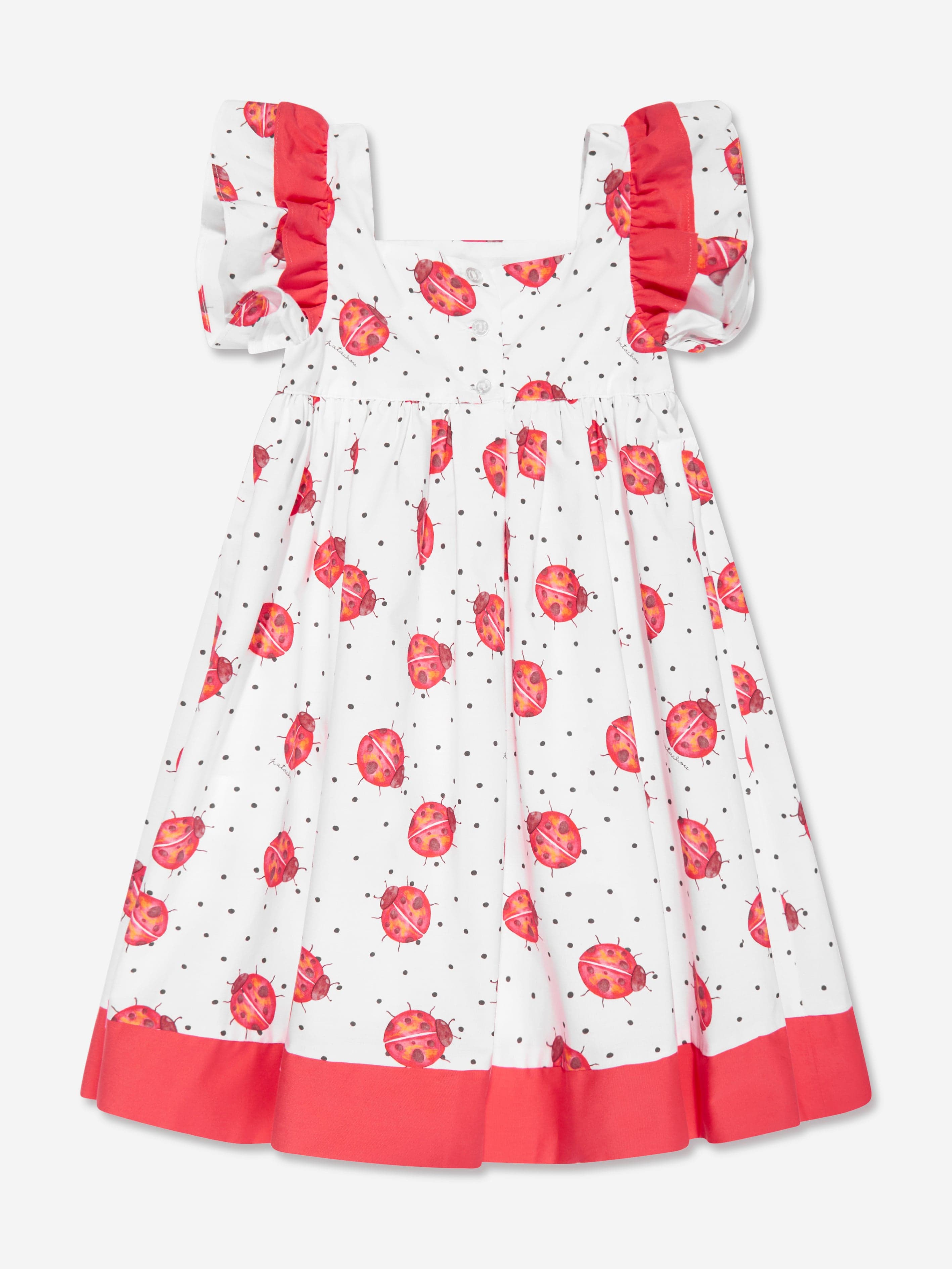 Patachou Girls Sleeveless Lady Bug Dress in White