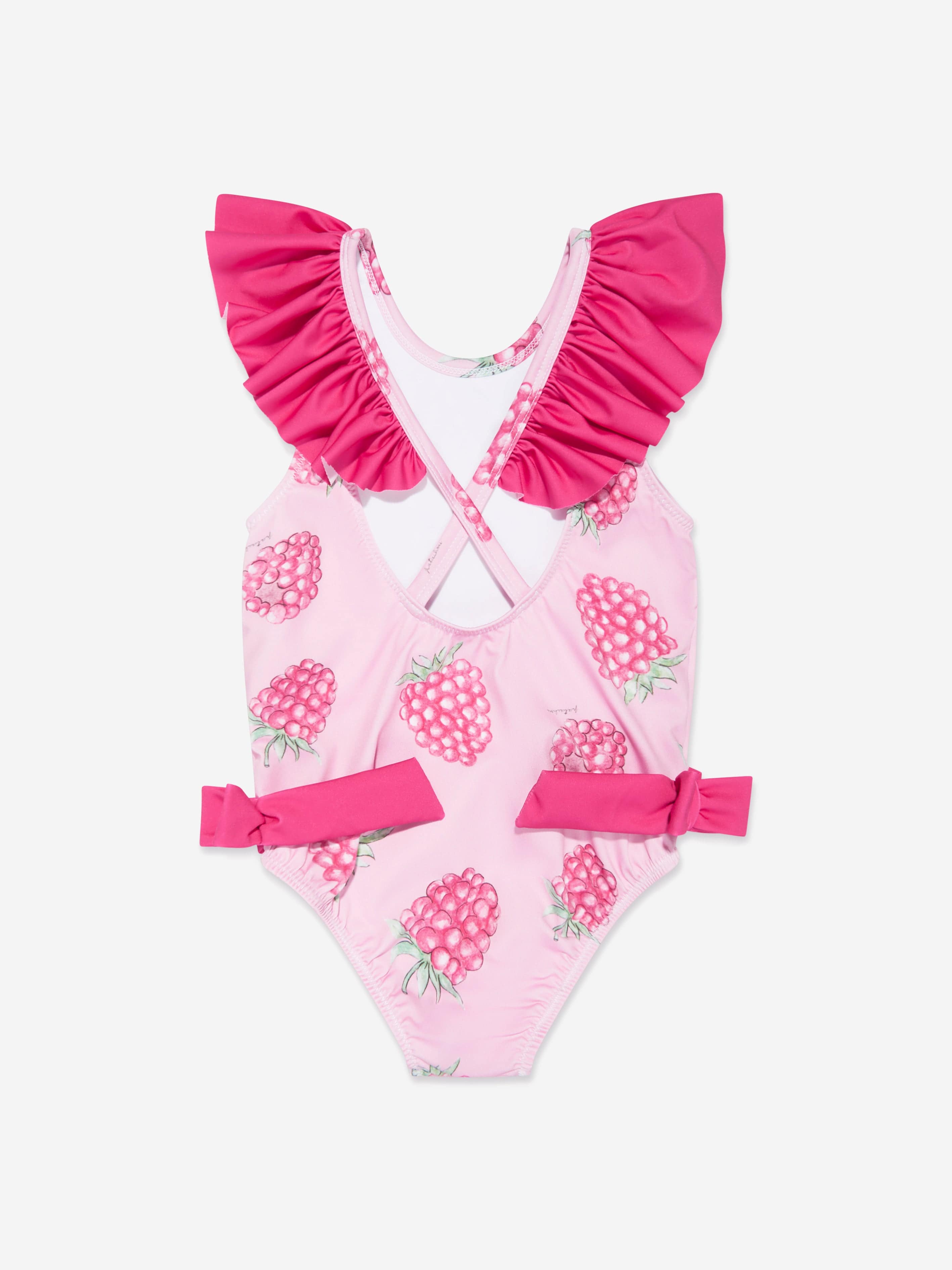 Patachou Girls Raspberry Print Swimsuit in Pink