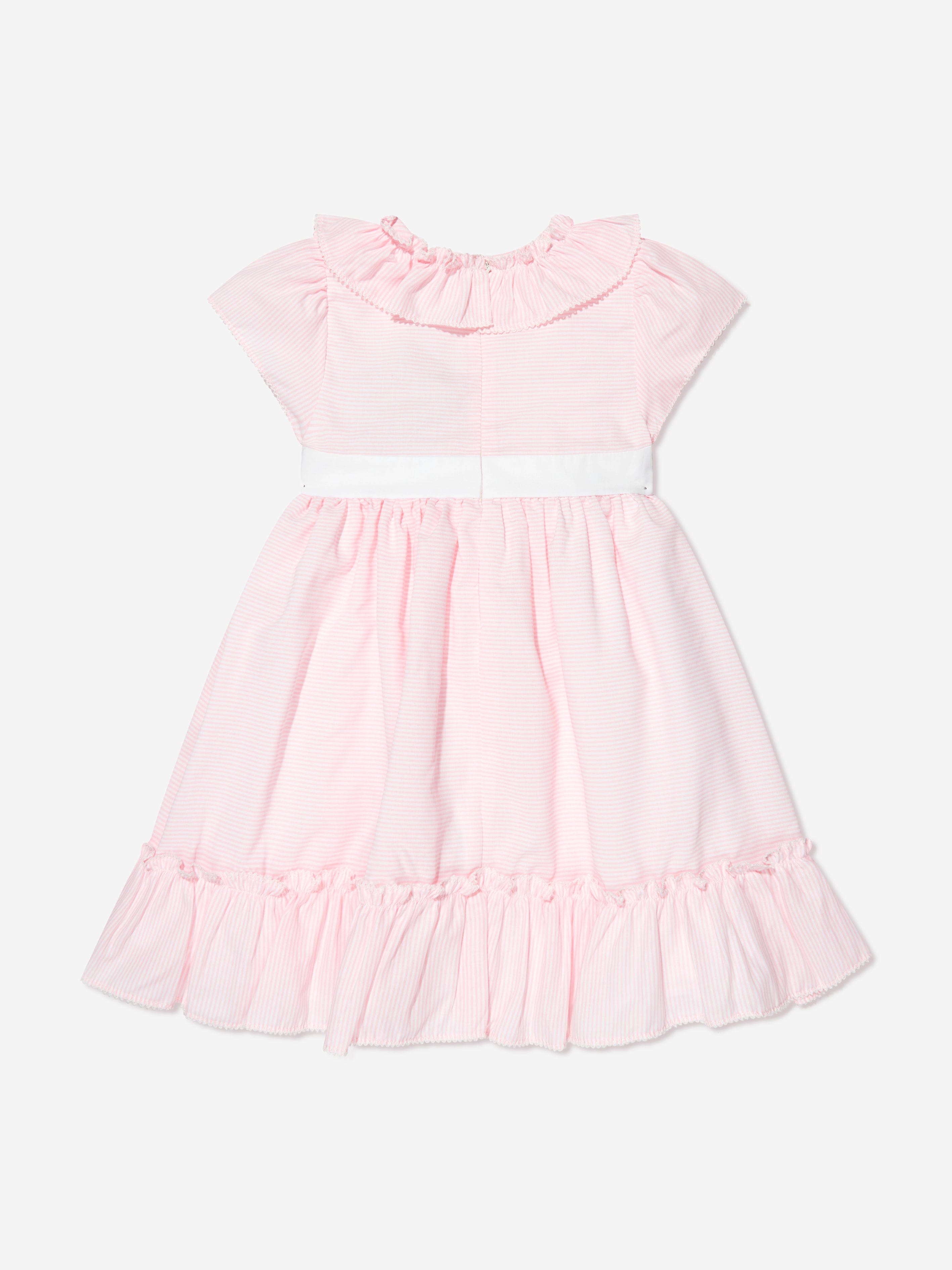 Patachou Girls Striped Frilly Dress in Pink