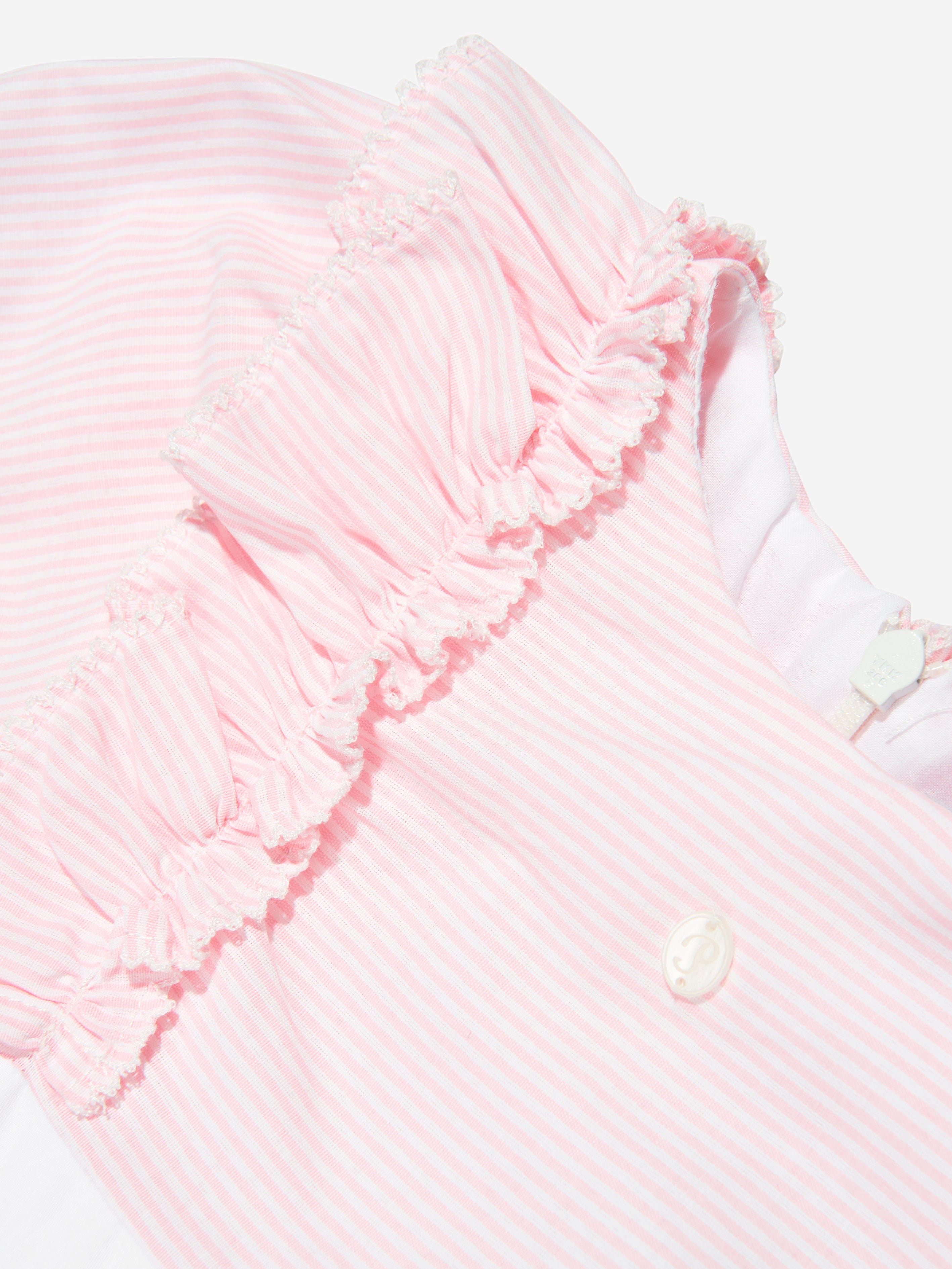 Patachou Girls Striped Frilly Dress in Pink