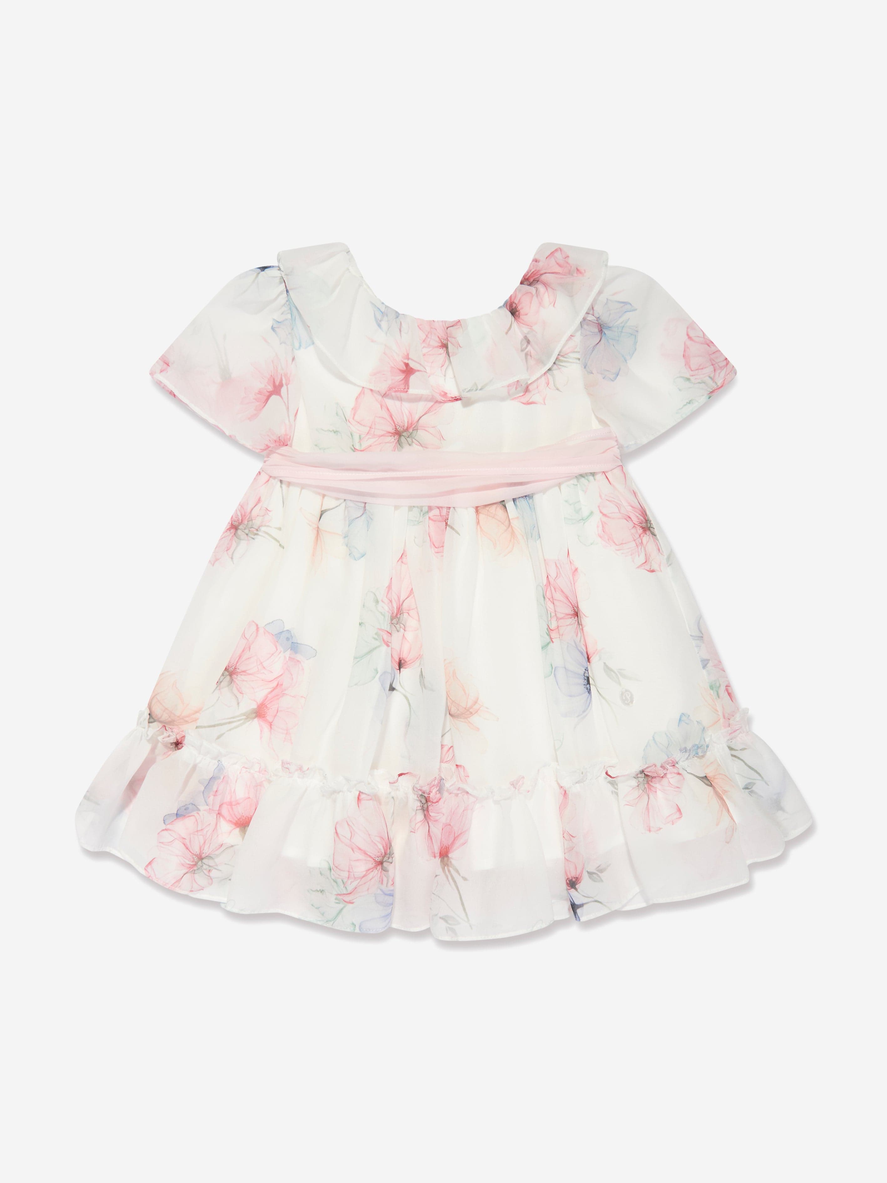 Patachou Girls Floral Print Dress in White