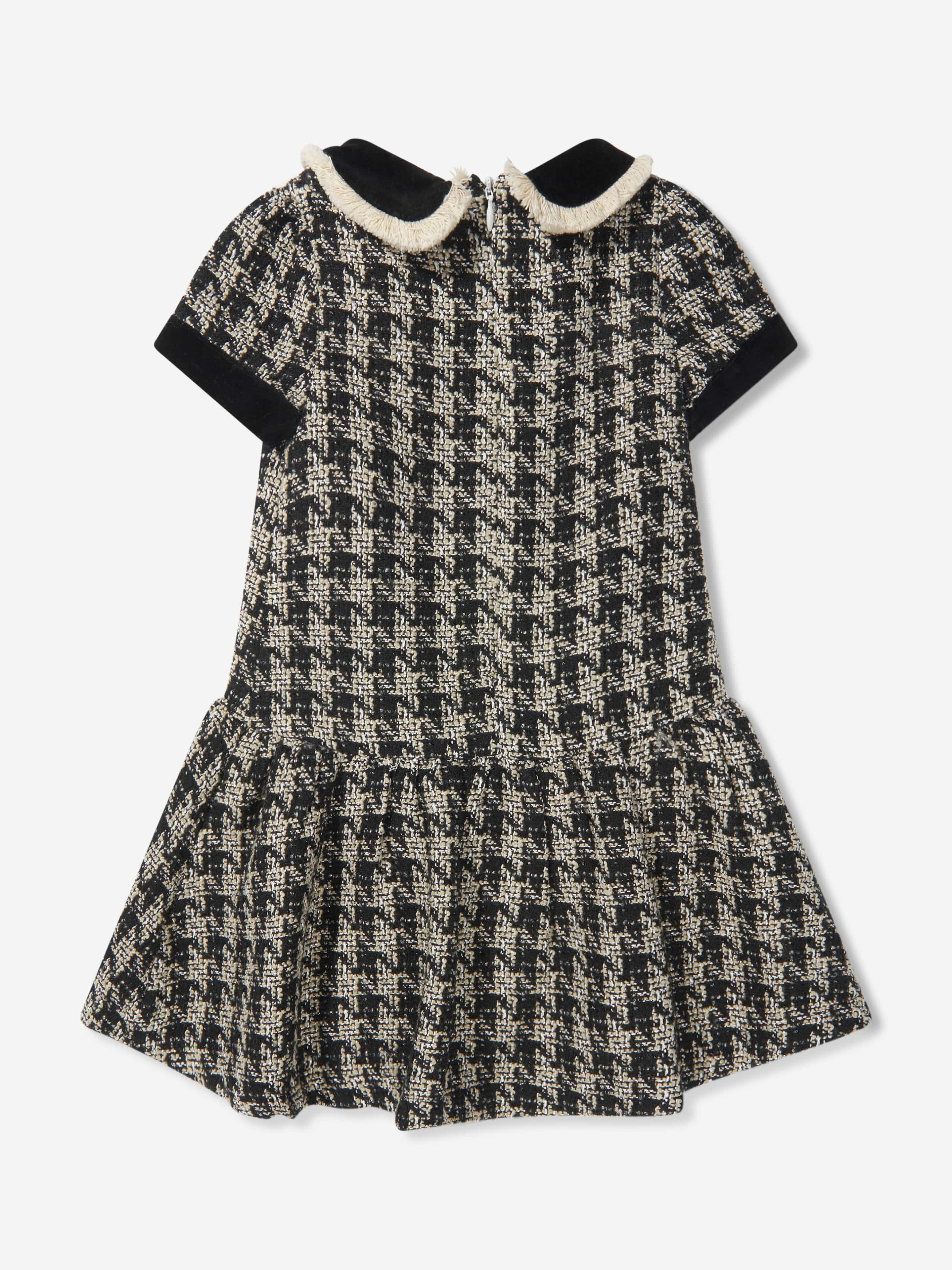 Patachou Girls Tweed Houndstooth Dress