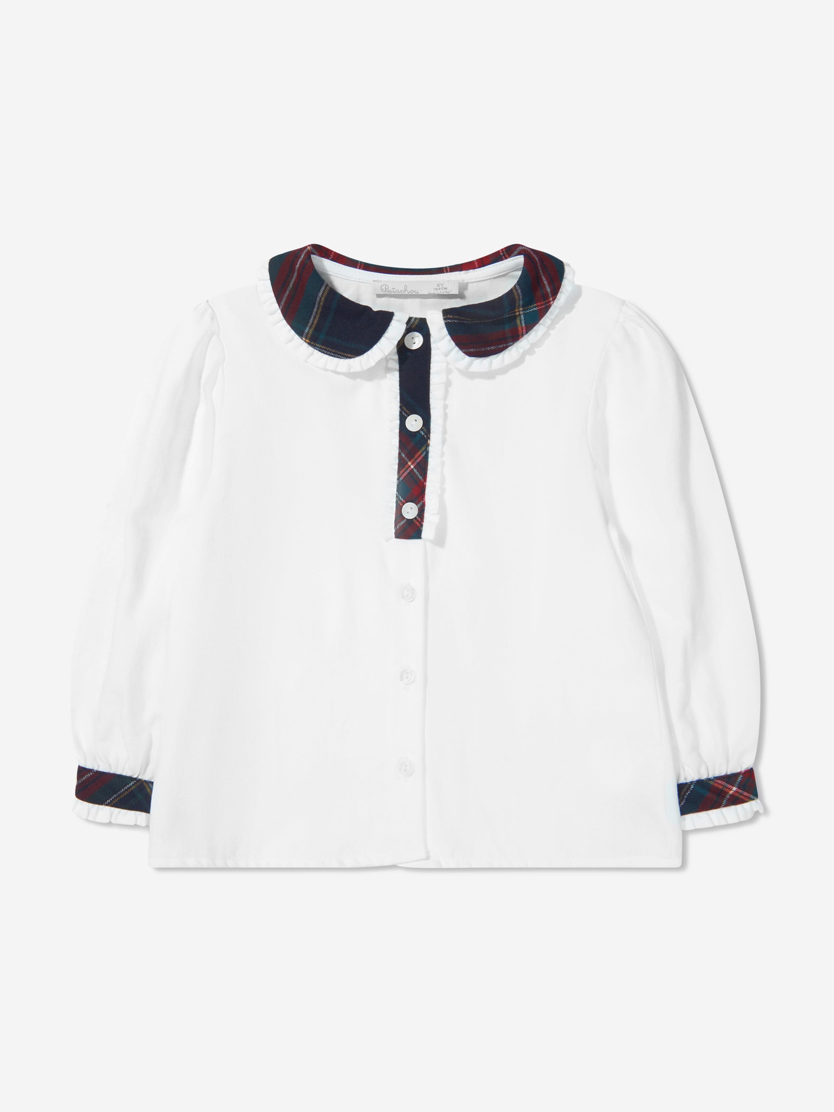 Patachou Girls Tartan Trim Blouse