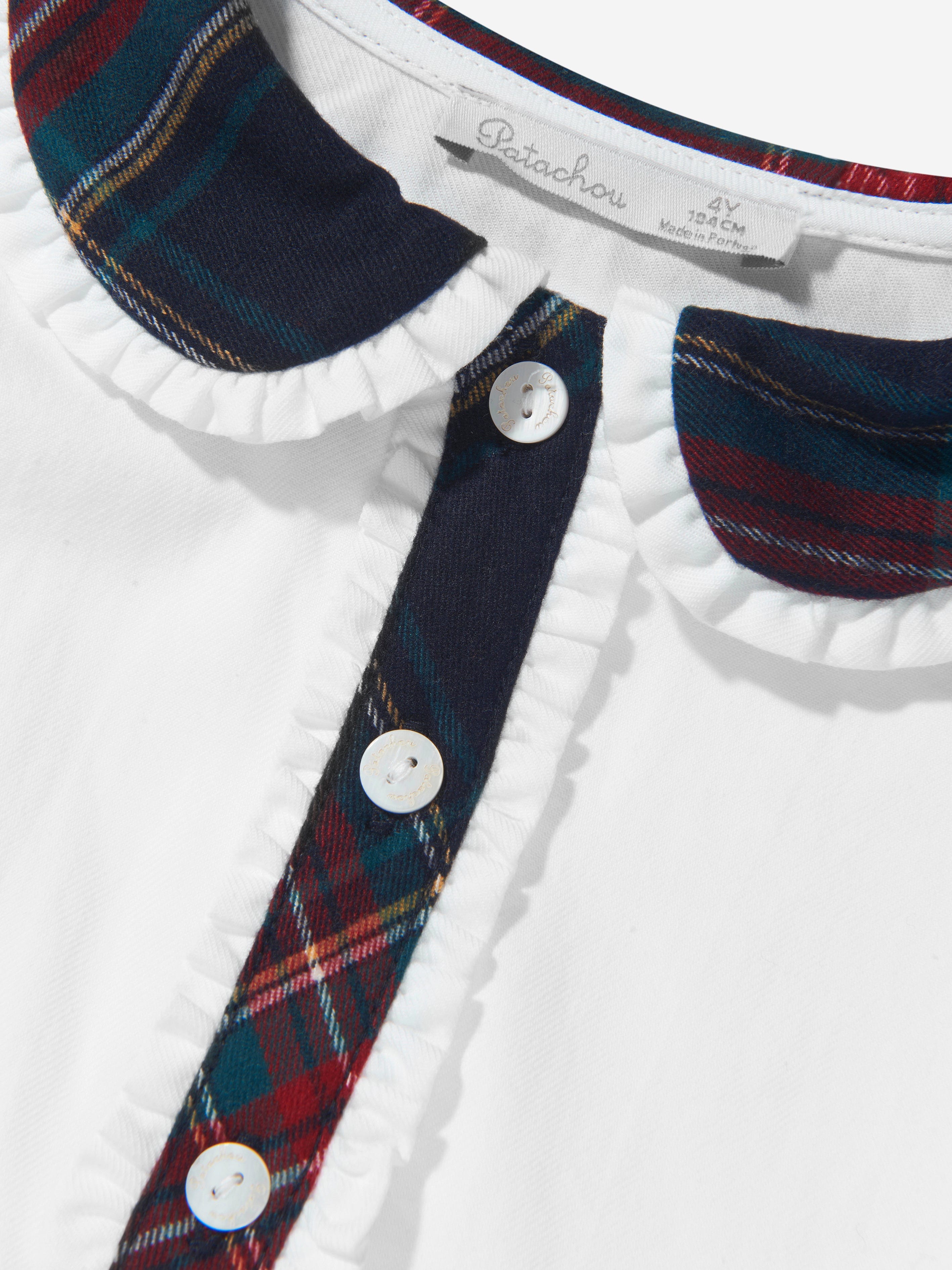 Patachou Girls Tartan Trim Blouse