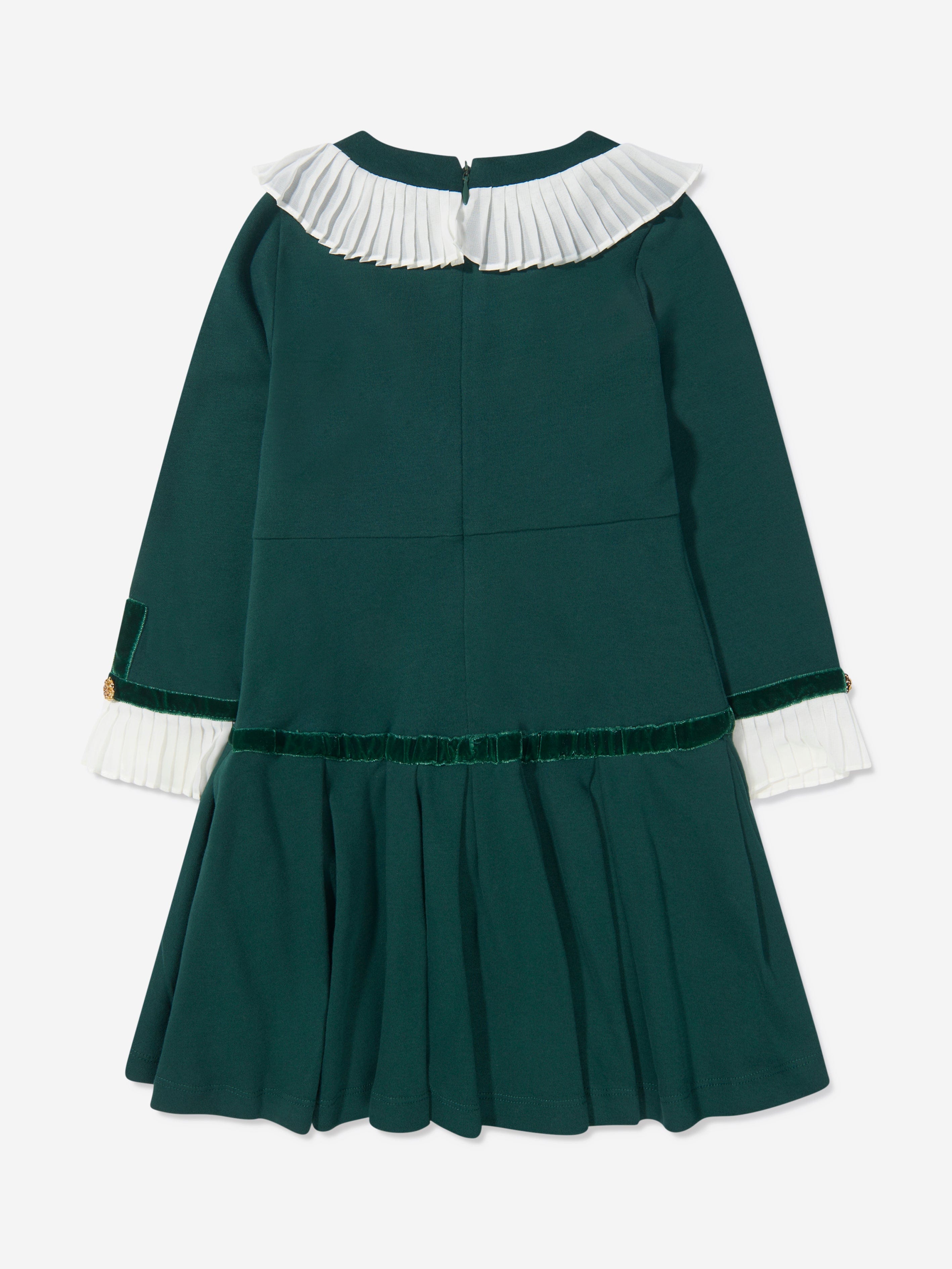 Patachou Girls Pleated Trim Long Sleeve Dress