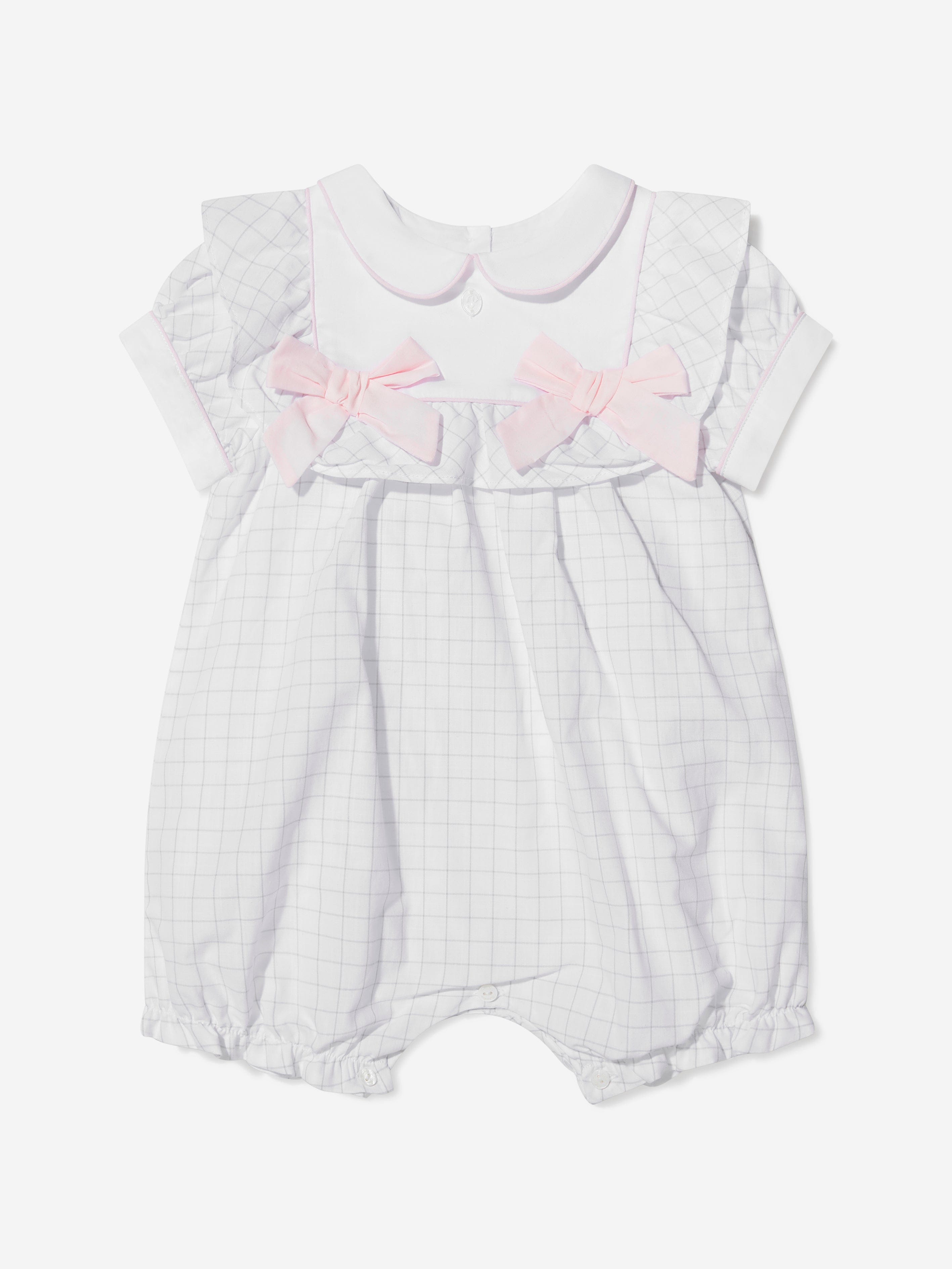 Patachou Baby Girls Cotton Check Bow Romper