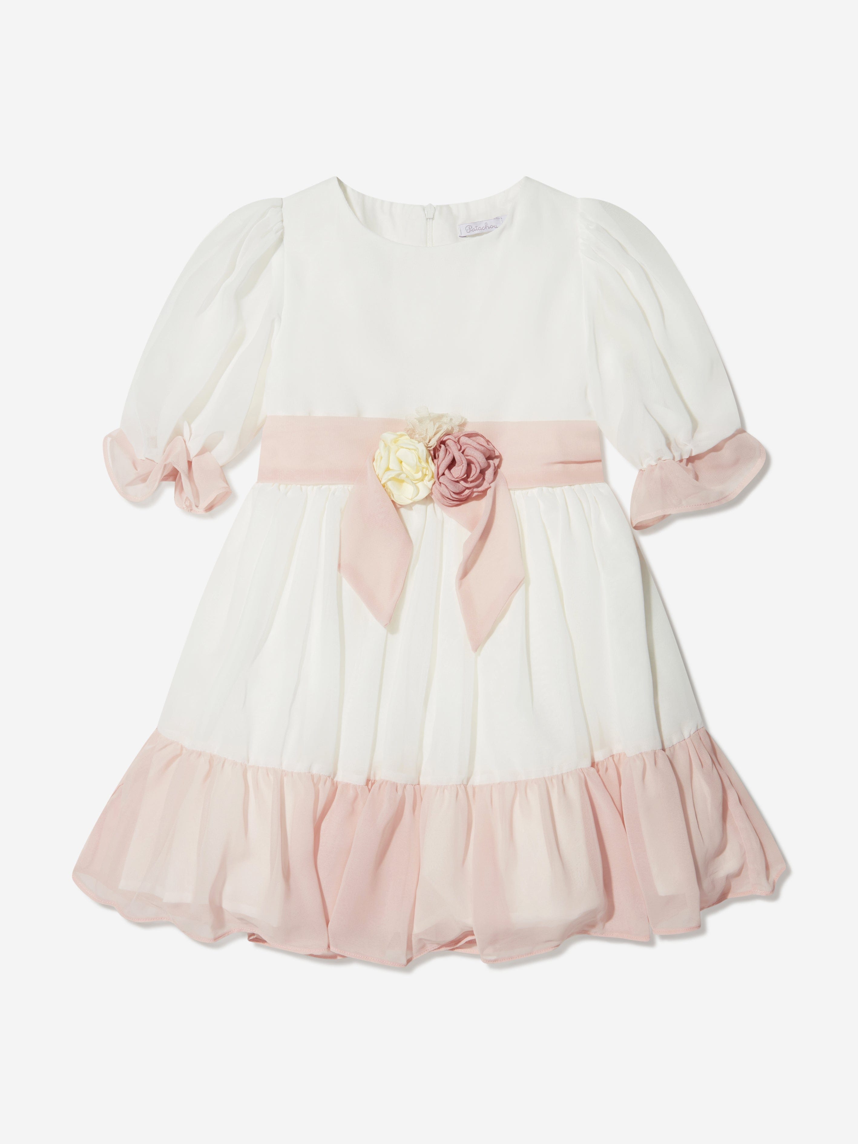 Patachou Girls Chiffon Long Sleeve Flower Dress