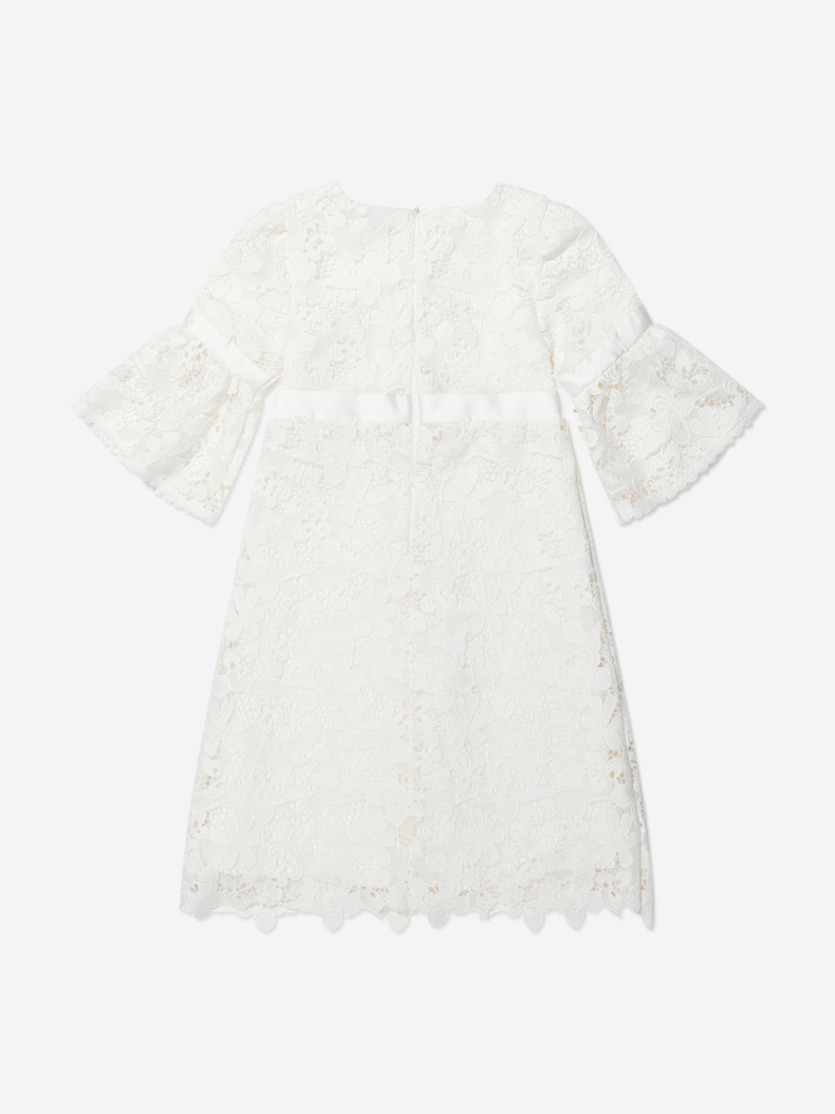 Patachou Girls Lace Dress With Decorative Buttons