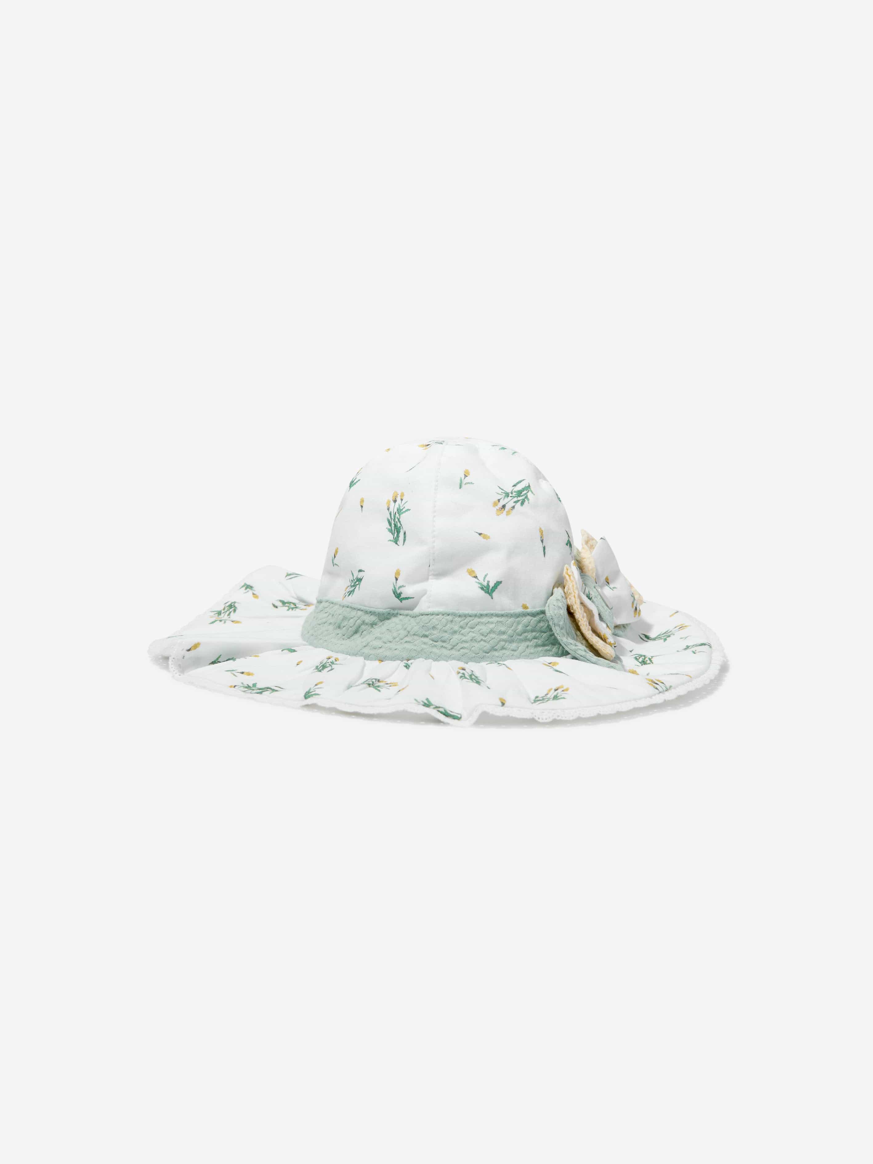 Patachou Girls Floral Bow Hat in White