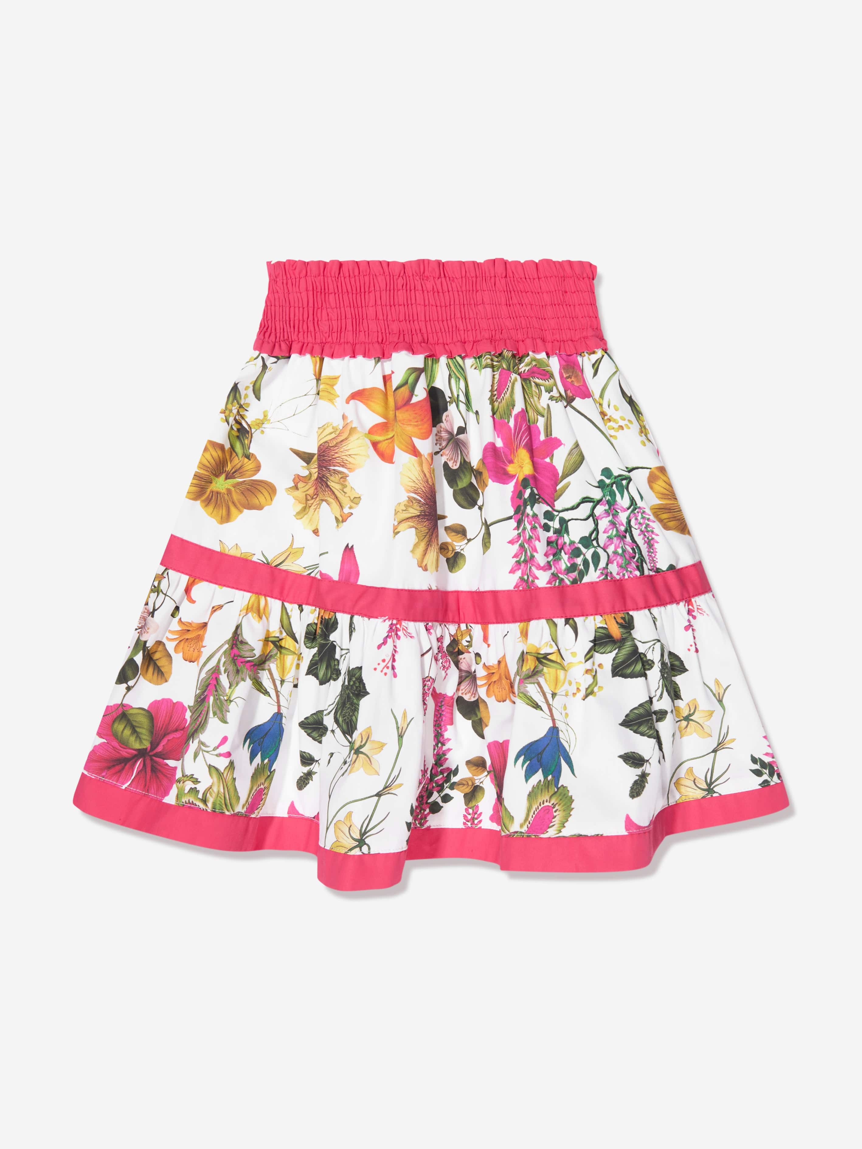 Patachou Girls Botanical Print Skirt in White