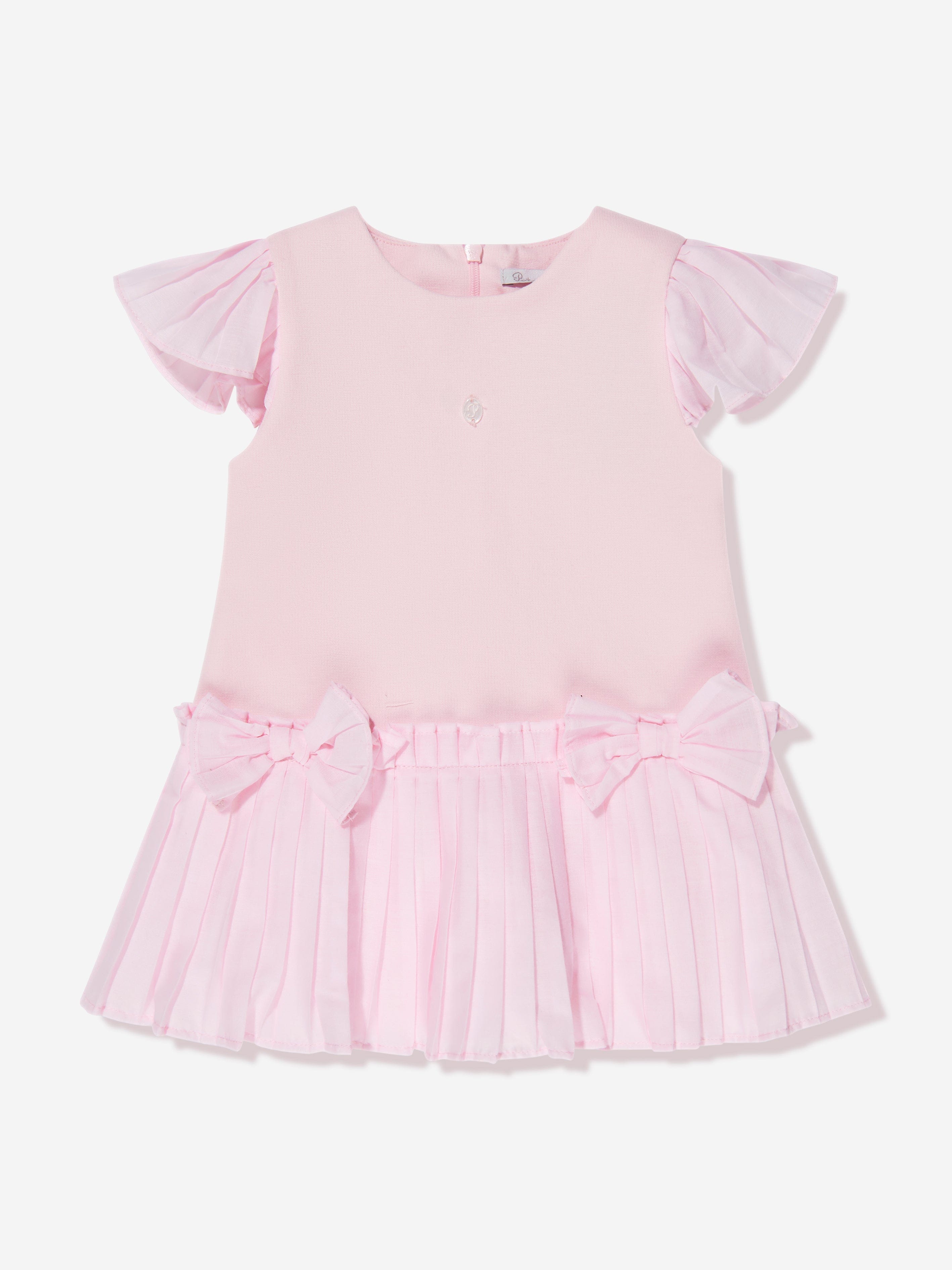 Patachou Girls Pleated Bow Dress in Pink