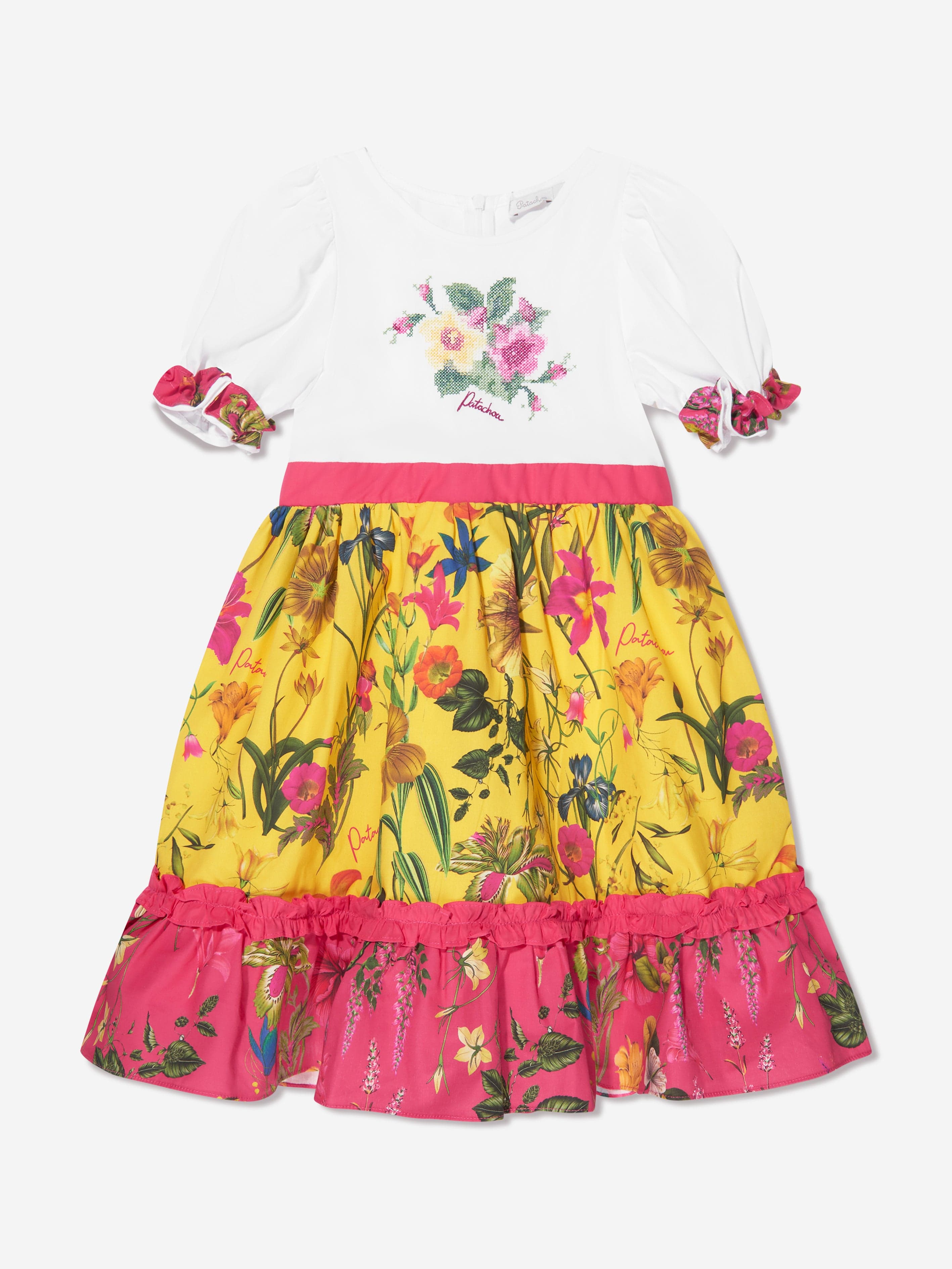 Patachou Girls Botanical T-Shirt Dress in Yellow