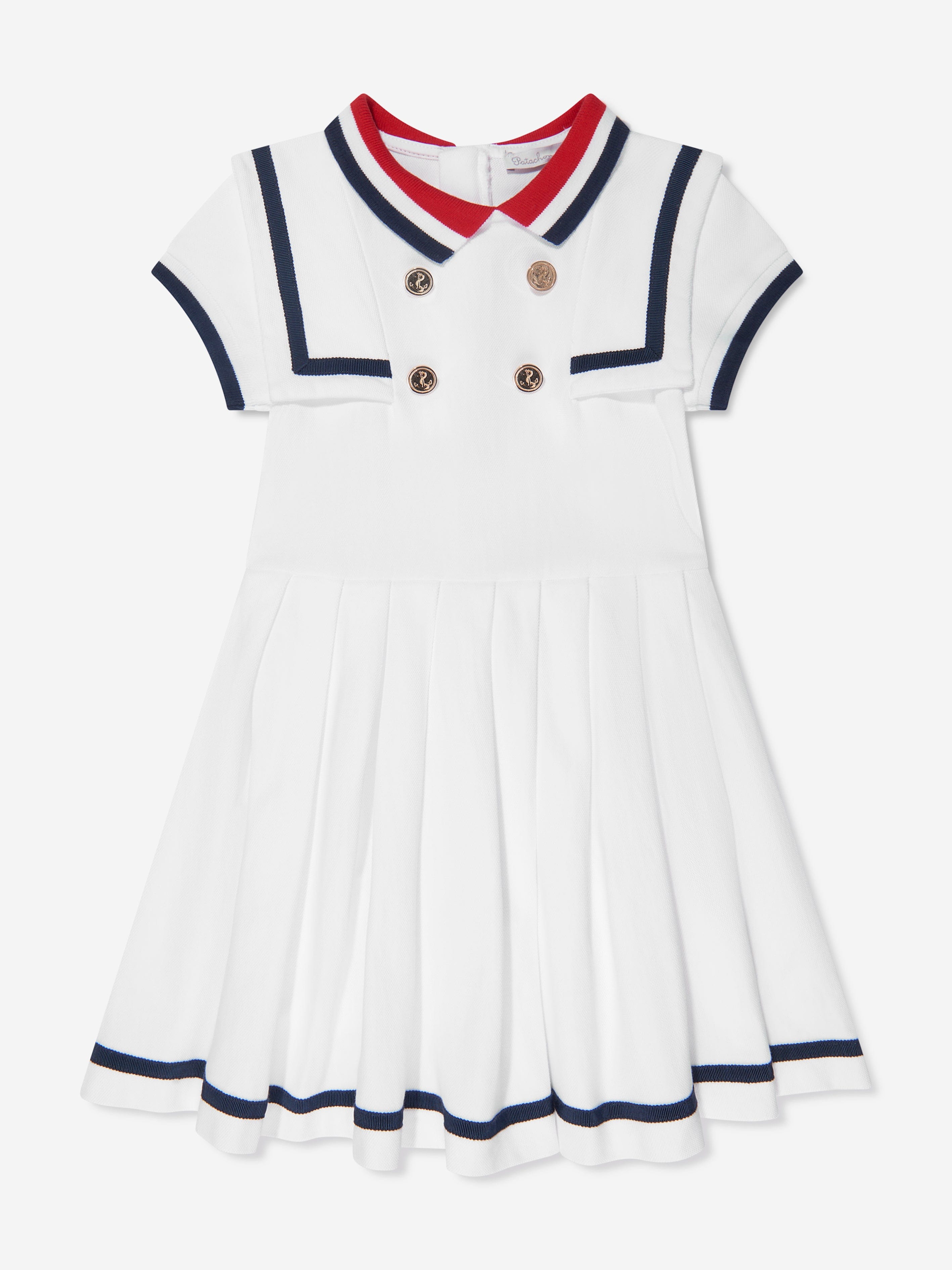 Patachou Girls Sailor Style Dress in White