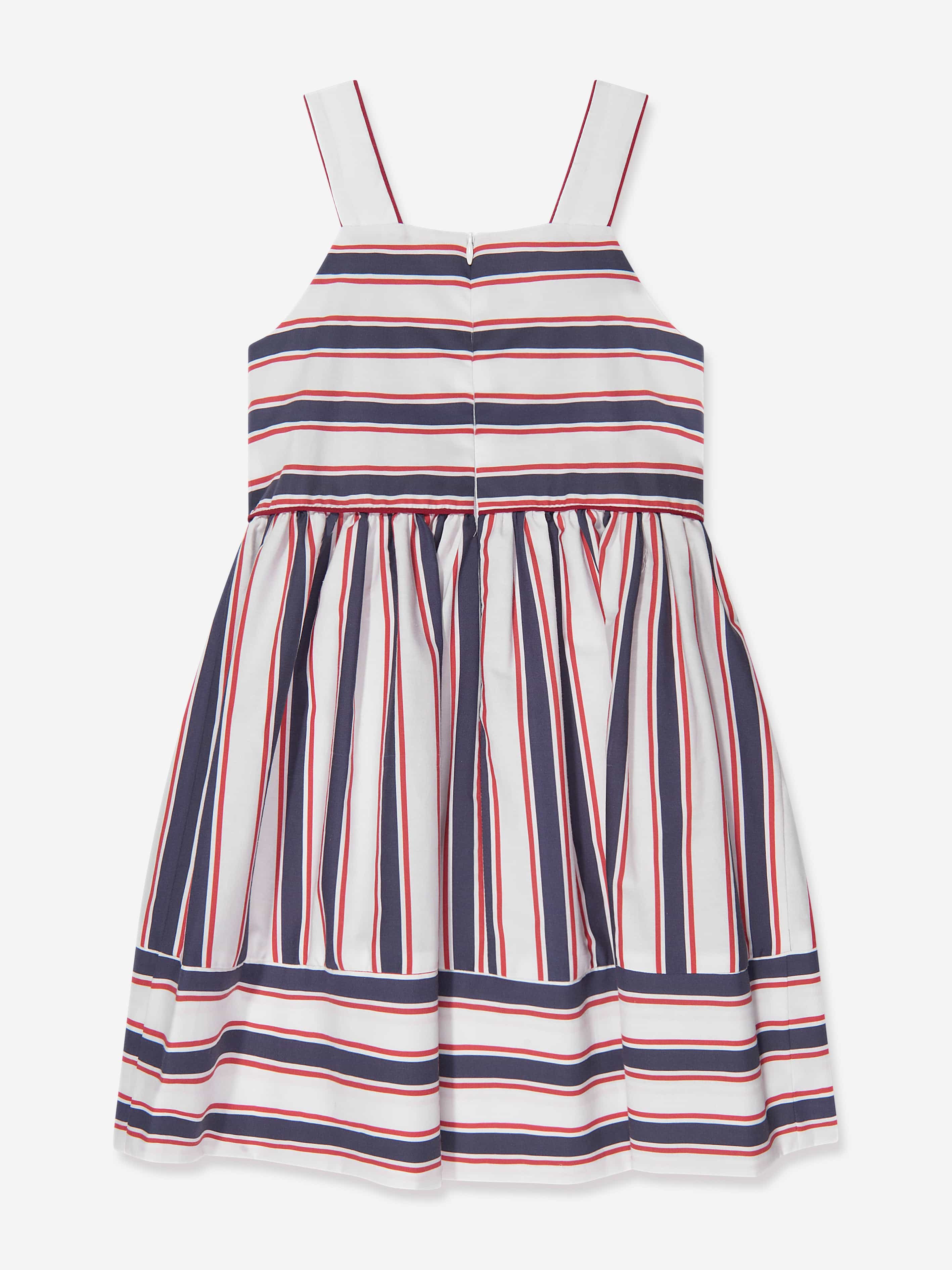 Patachou Girls Striped Sleeveless Dress in Navy