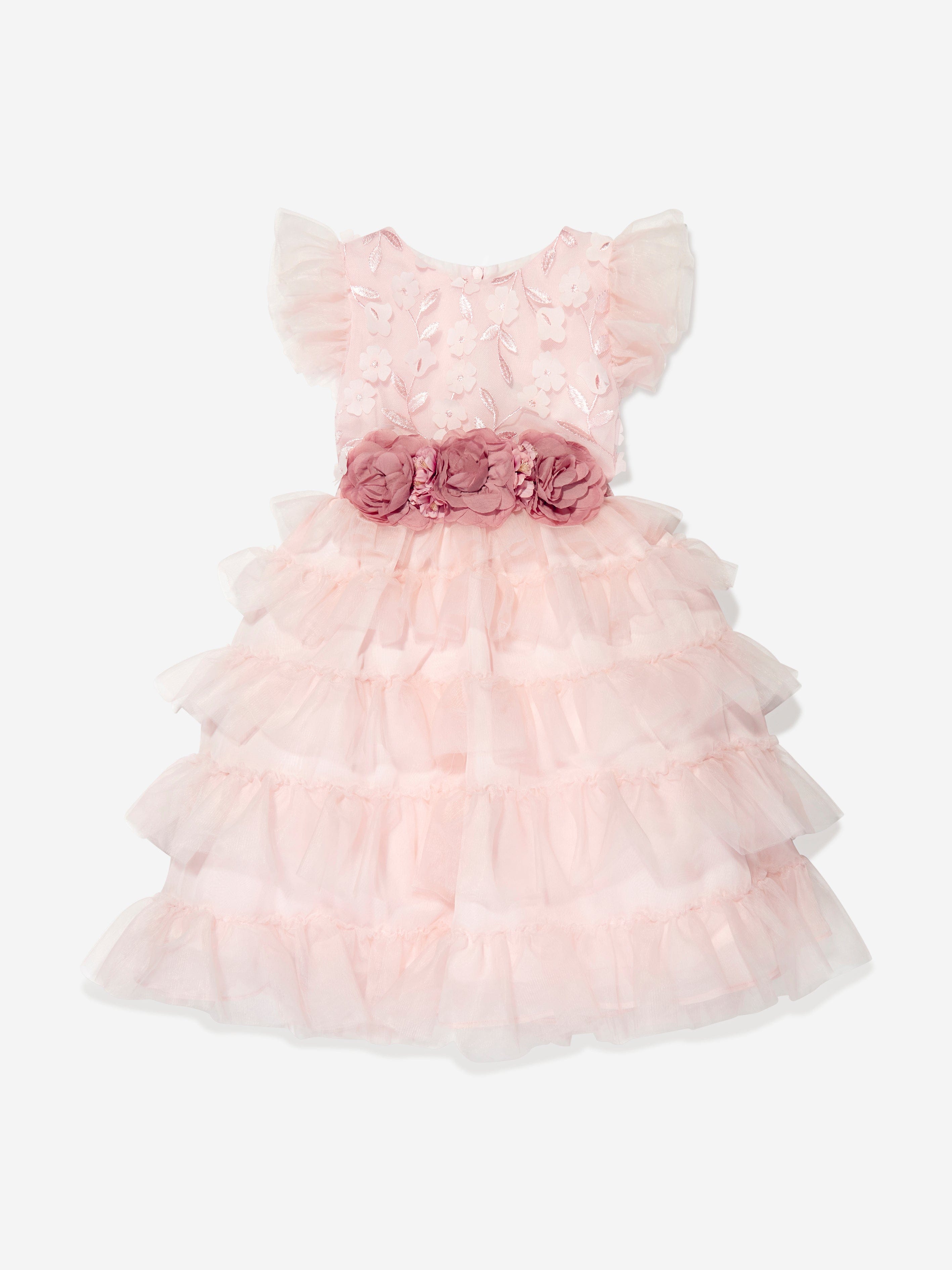 Patachou Girls Frilly Flower Dress in Pink