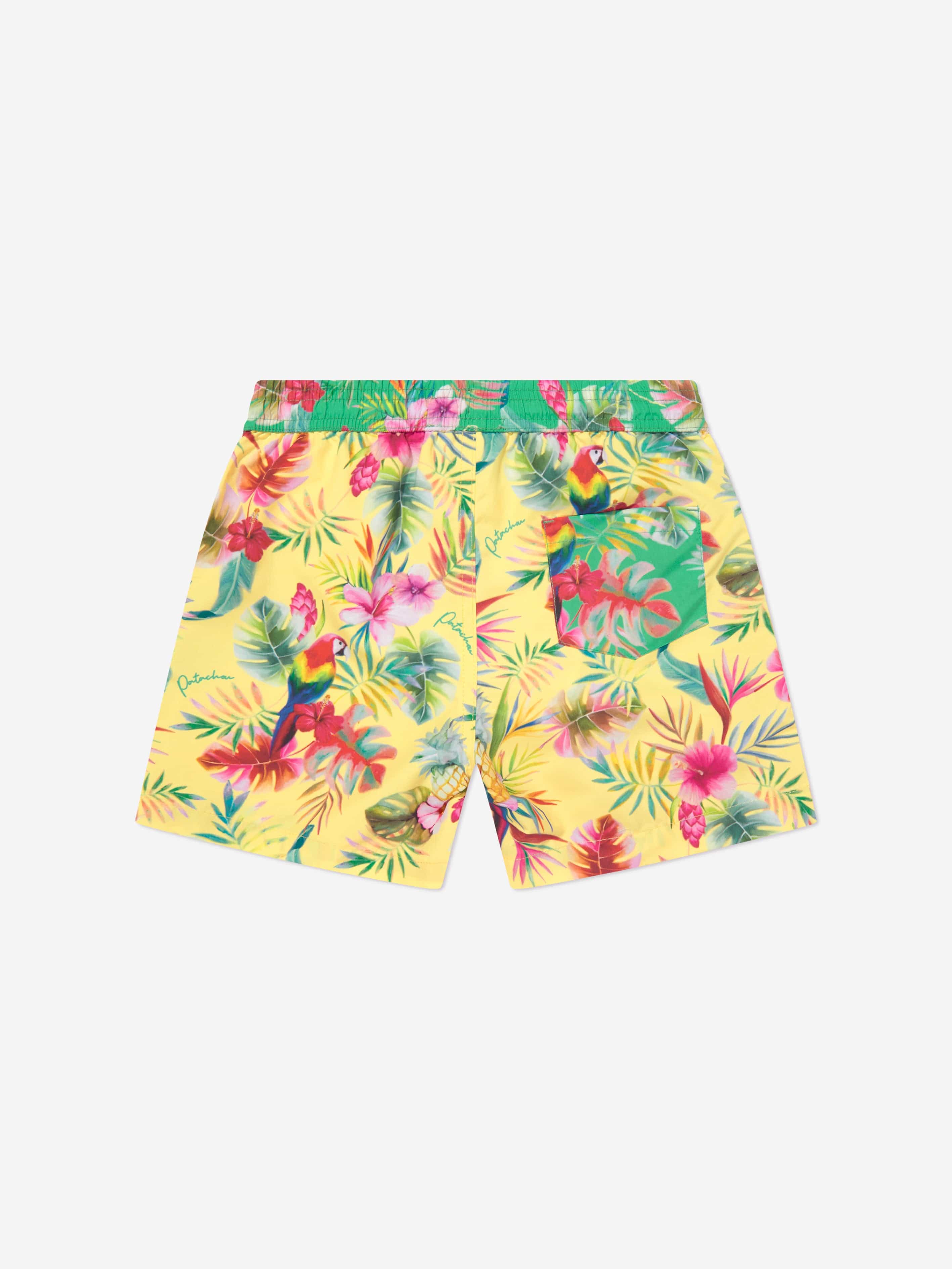 Patachou Boys Tropical Print Swim Shorts in Yellow