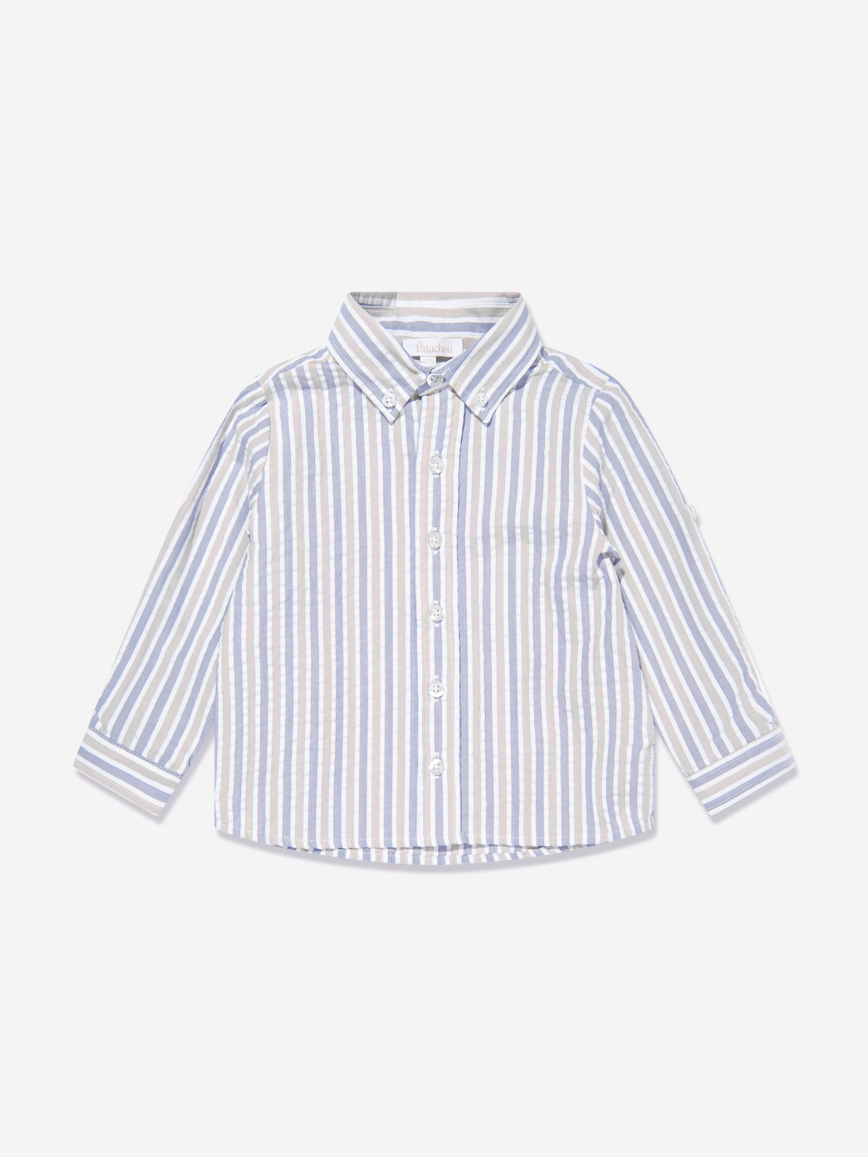 Patachou Boys Striped Hamptons Shirt in Blue