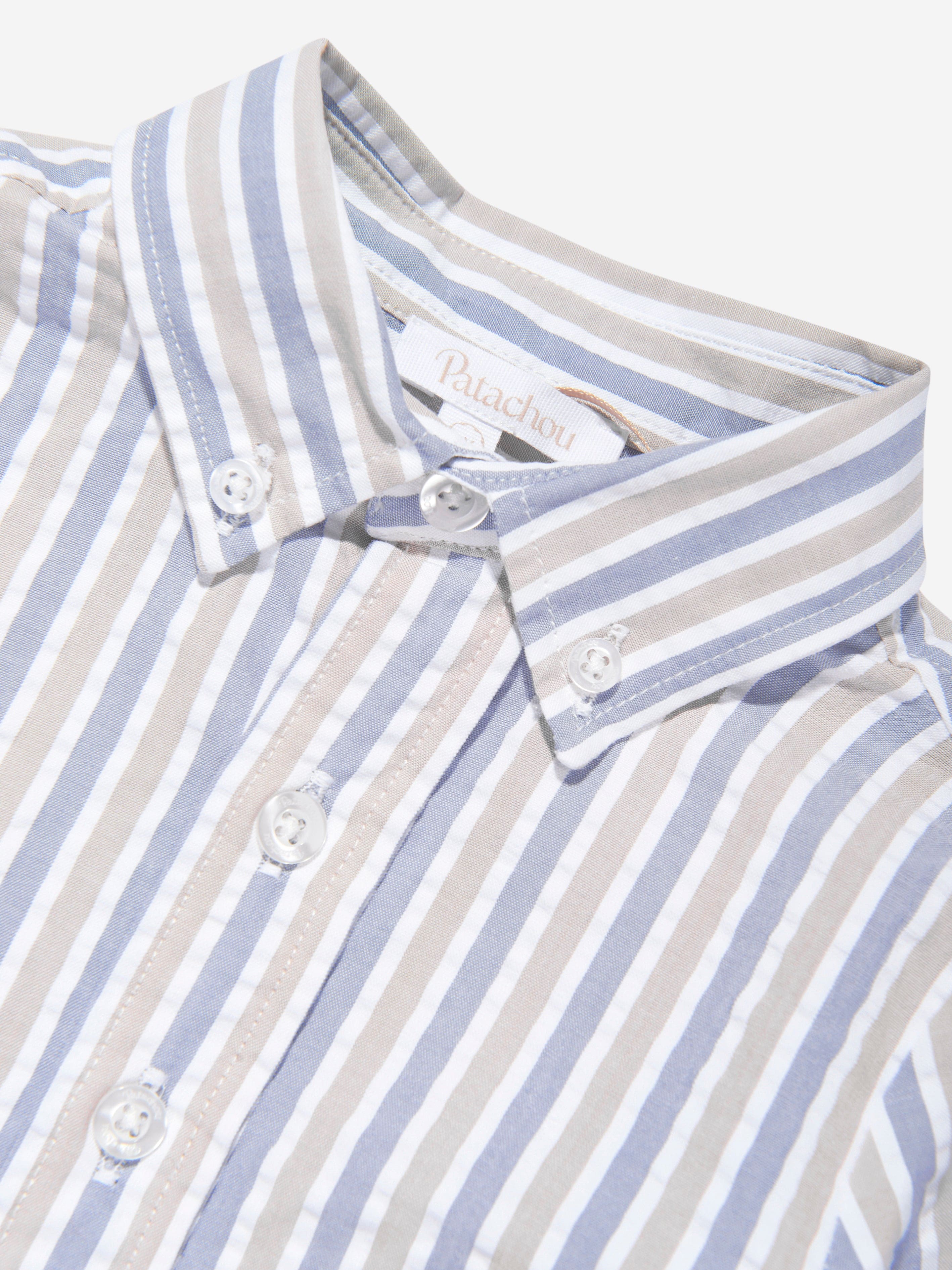 Patachou Boys Striped Hamptons Shirt in Blue