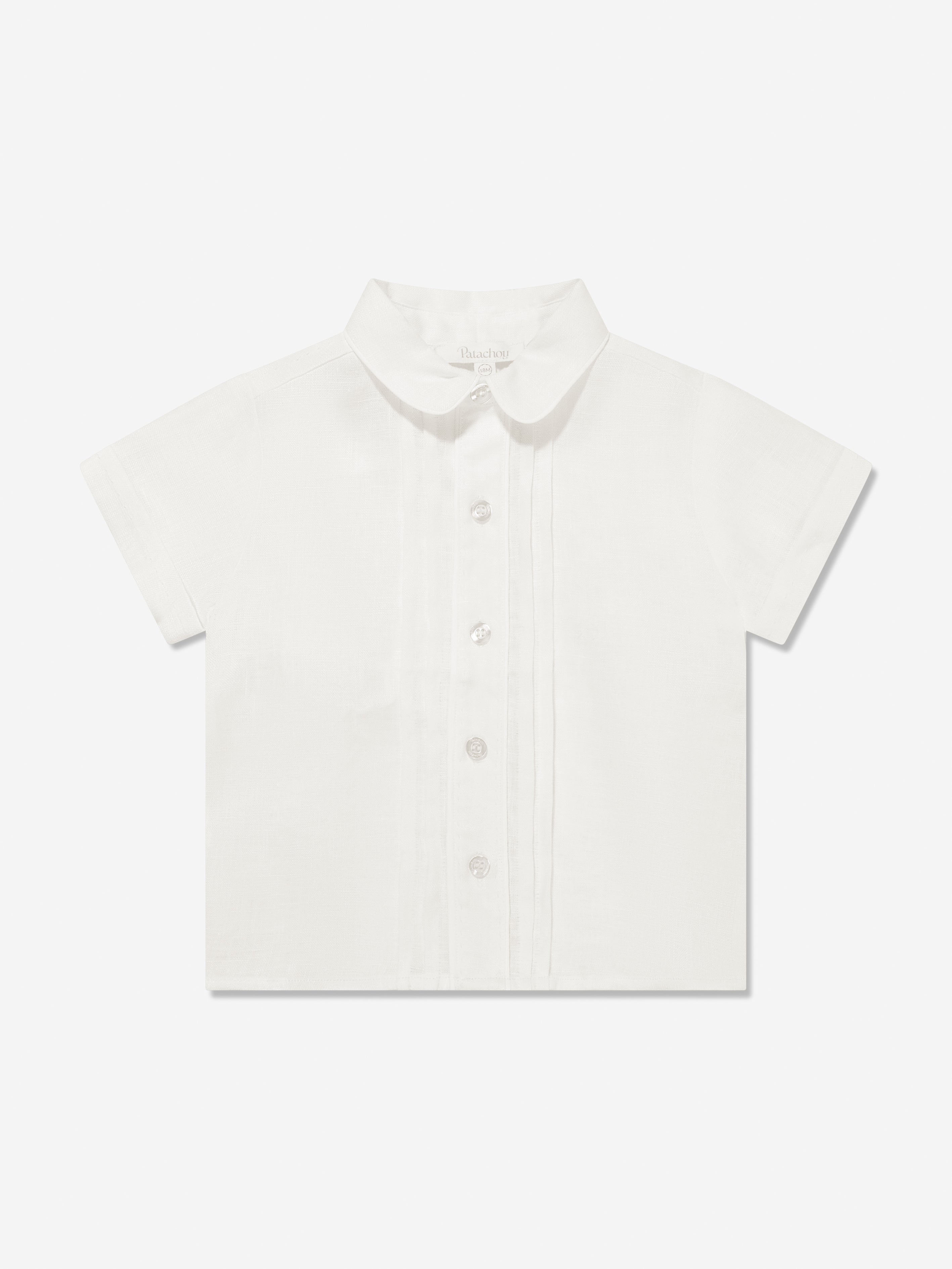 Patachou Boys Short Sleeve Linen Shirt in White