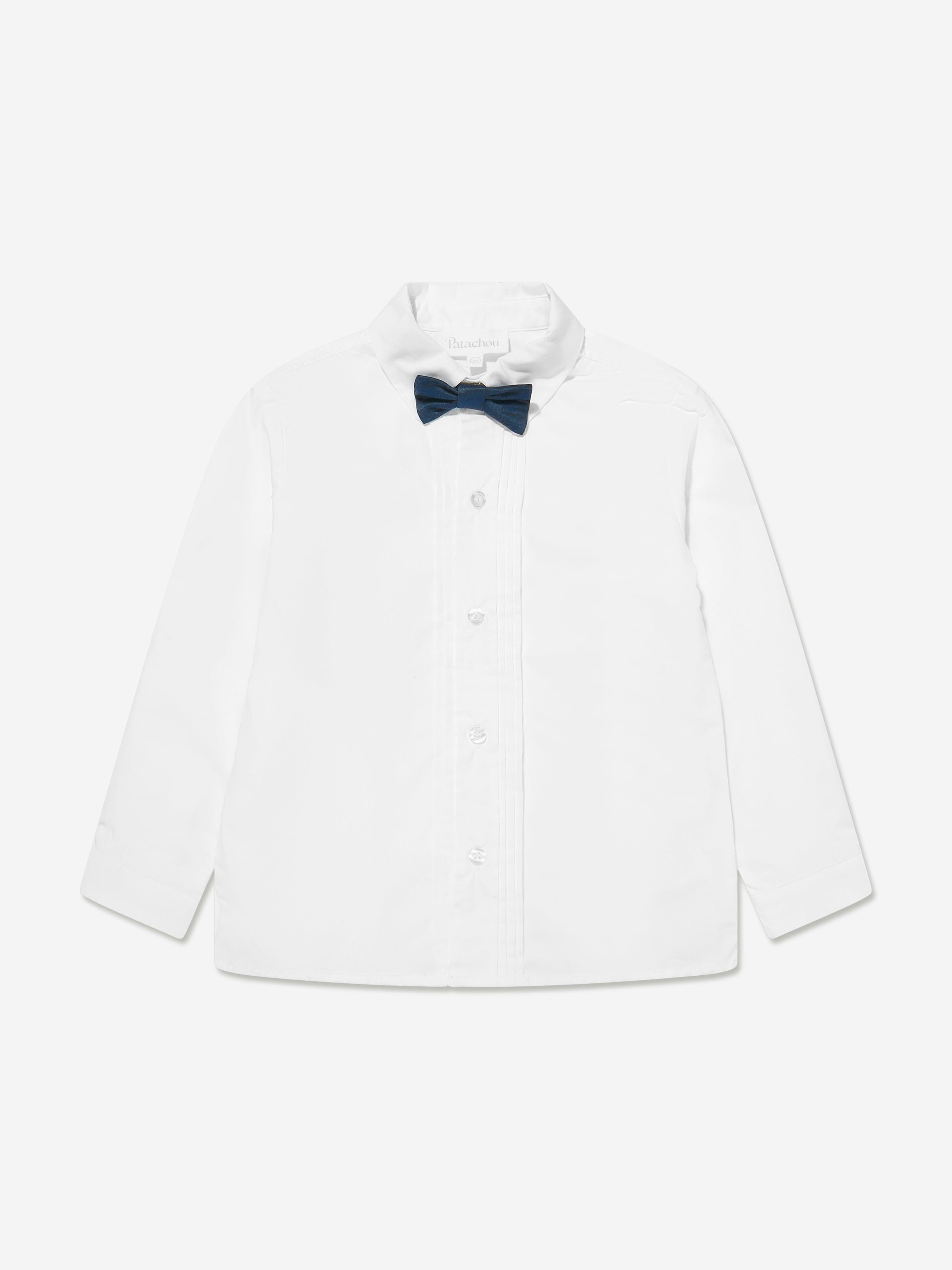 Patachou Boys Shirt With Bow Tie in Navy