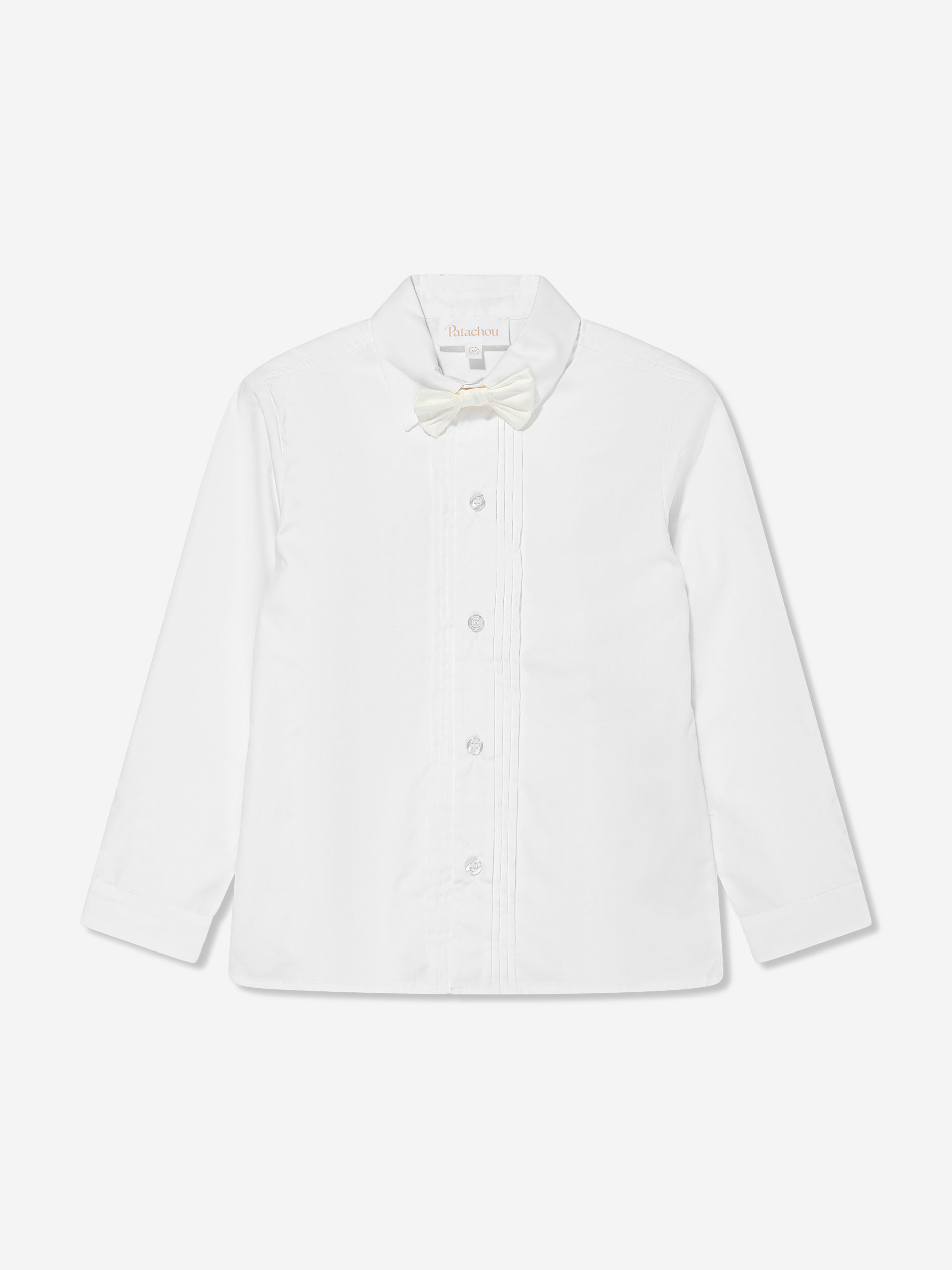 Patachou Boys Shirt With Bow Tie in White