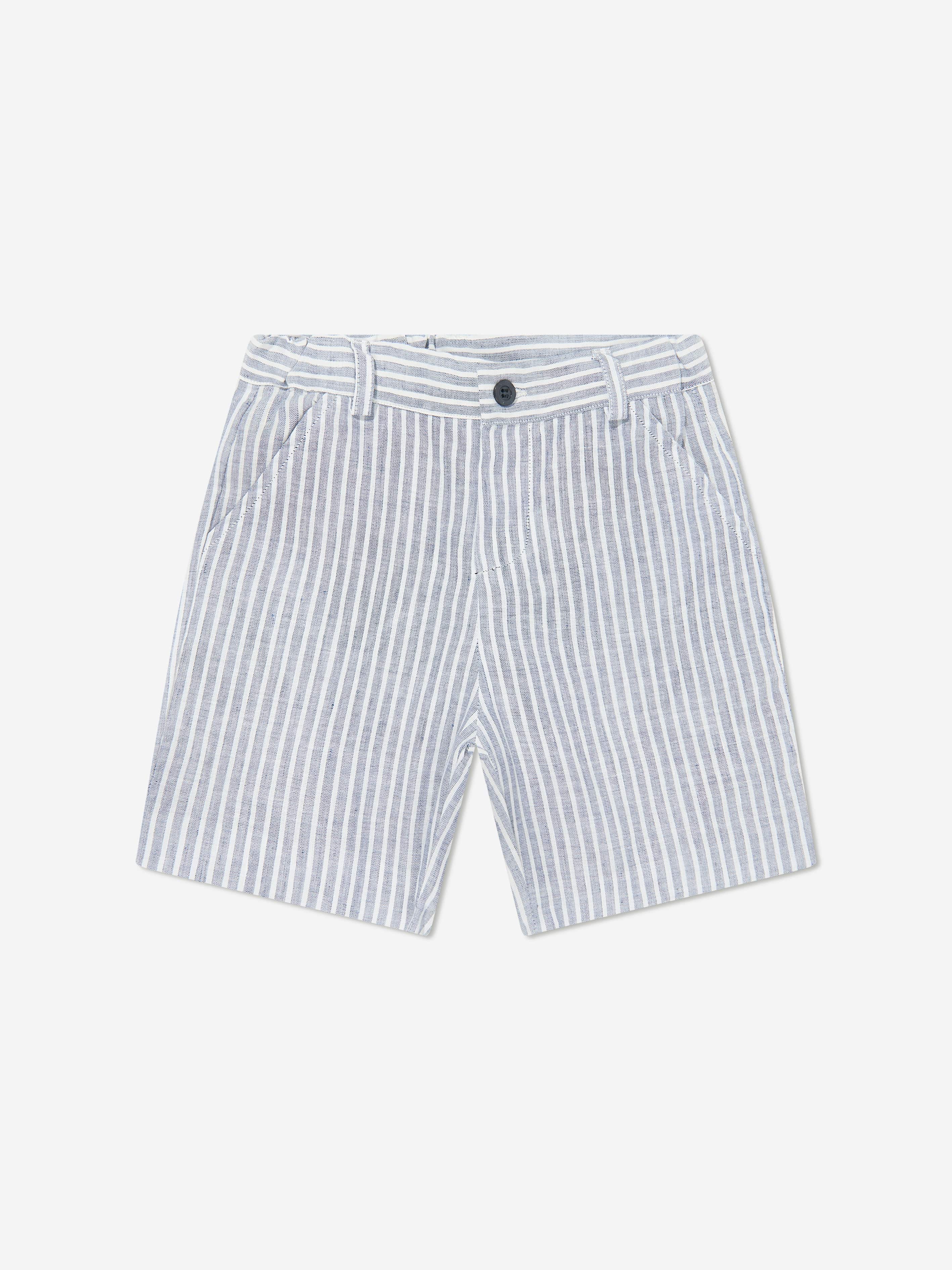 Patachou Boys Linen Short Set in Blue