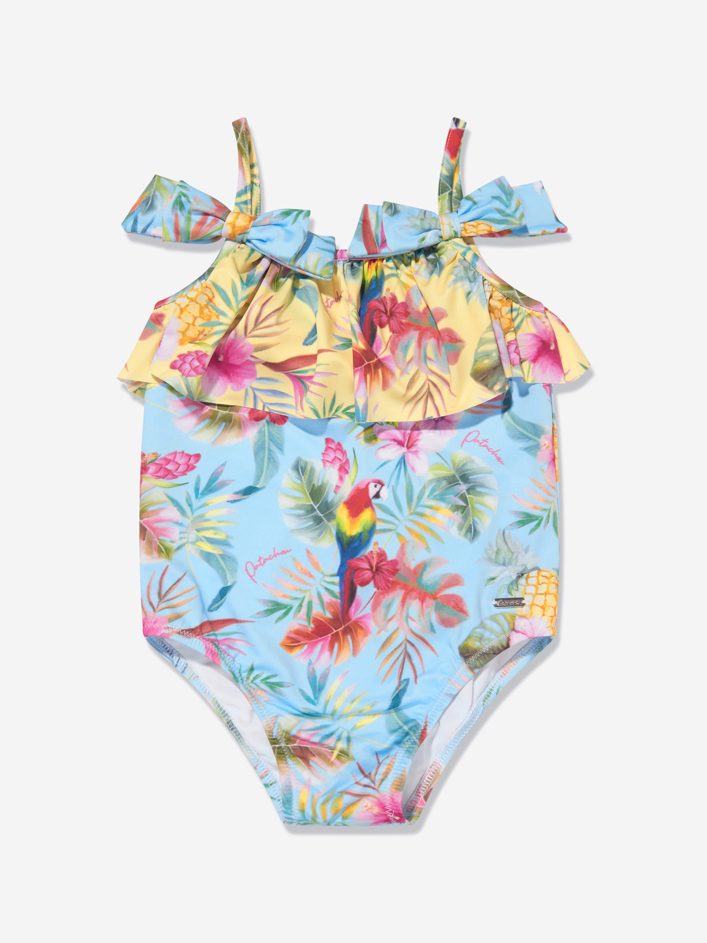 Patachou Girls Tropical Print Swimsuit in Multicolour