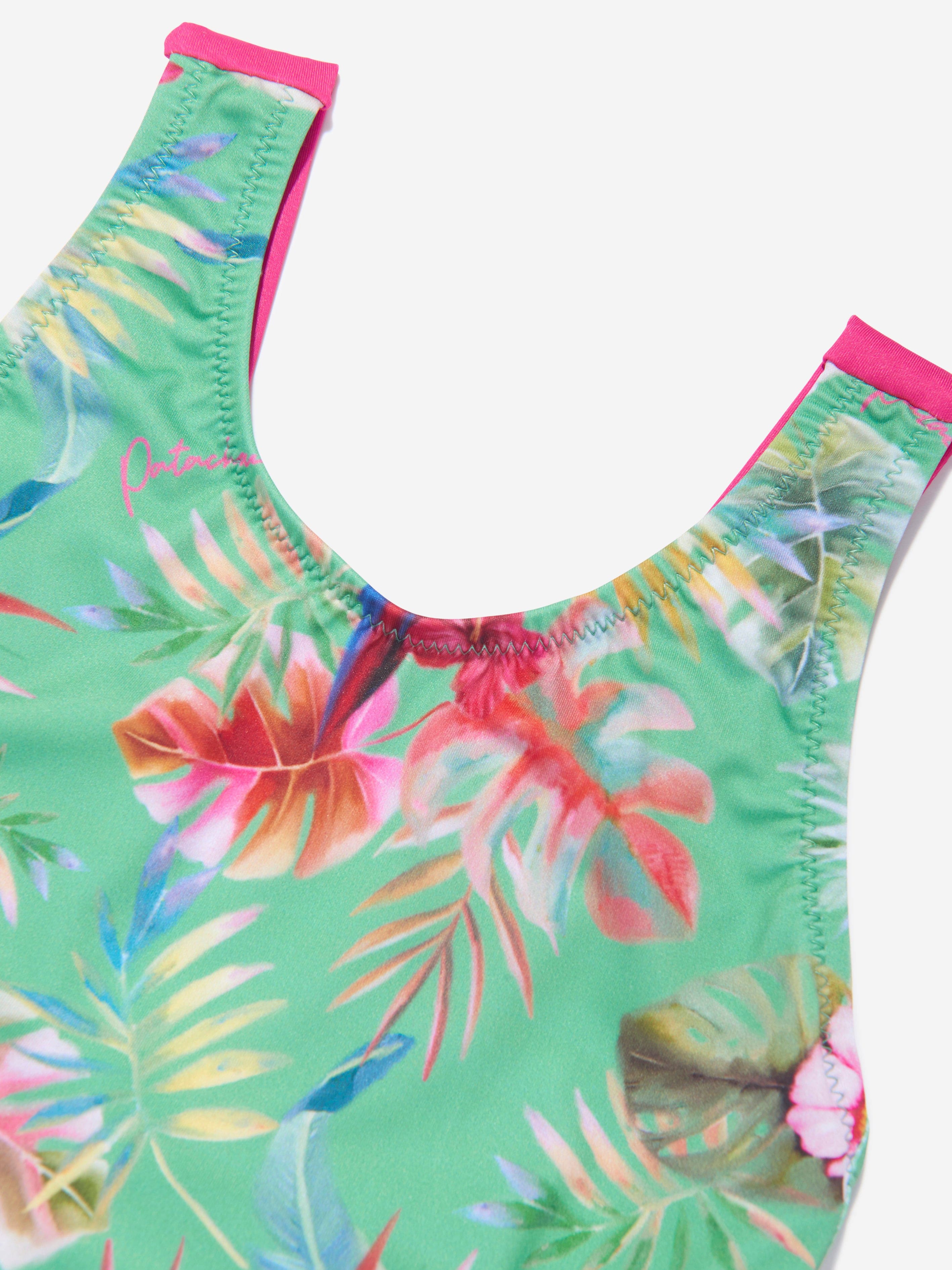 Patachou Girls Tropical Print Swimsuit in Green