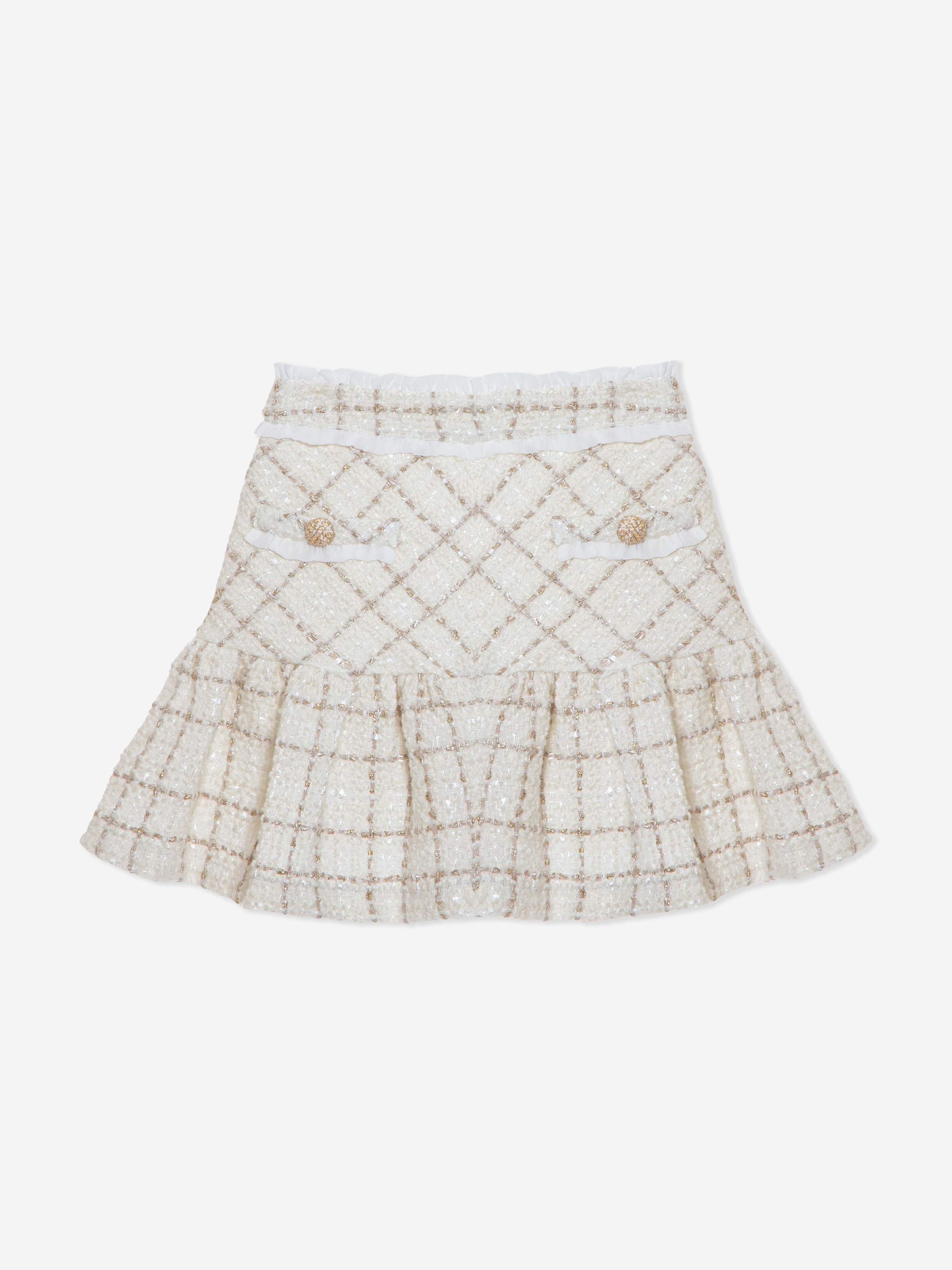 Patachou Girls Tweed Skirt in Ivory