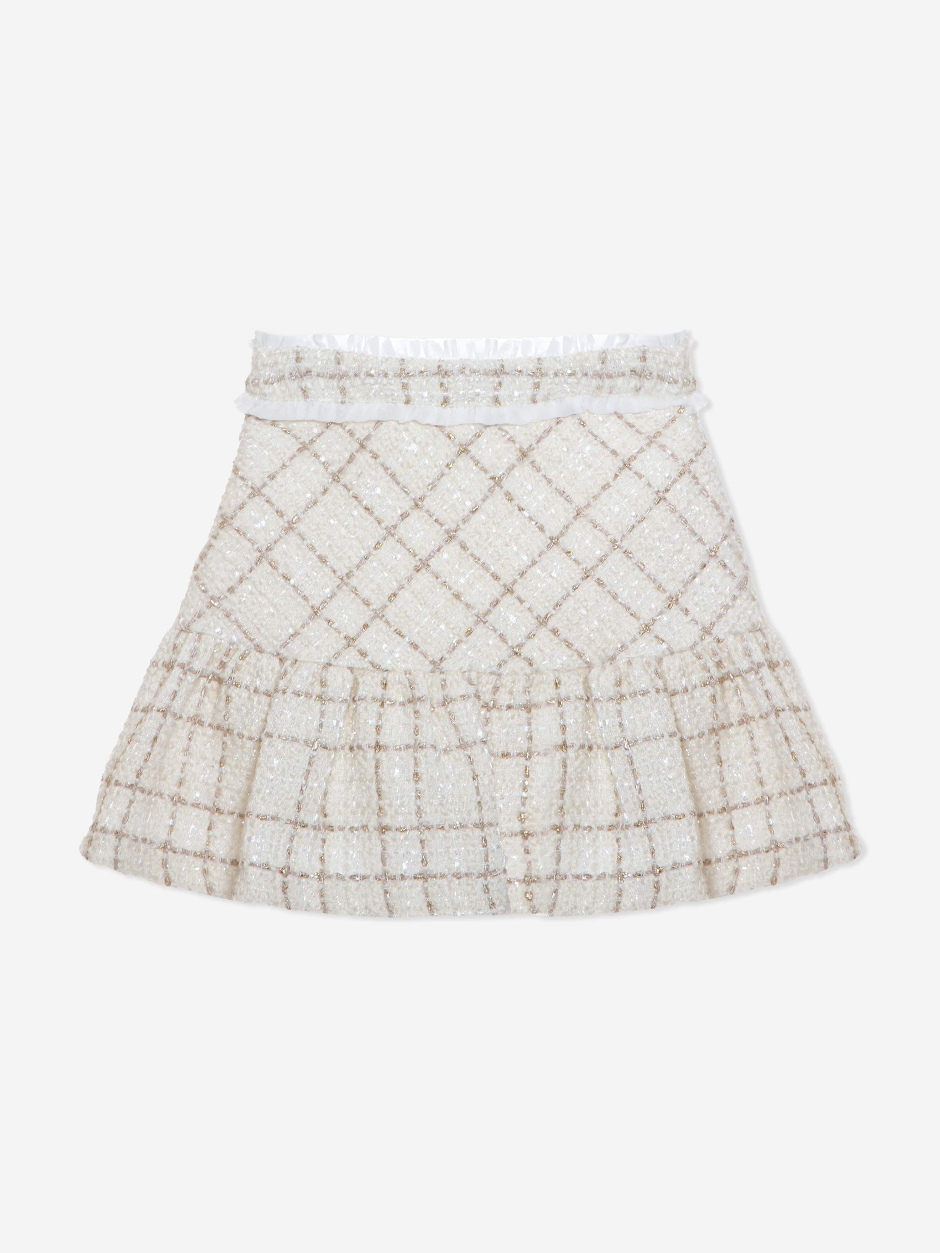 Patachou Girls Tweed Skirt in Ivory