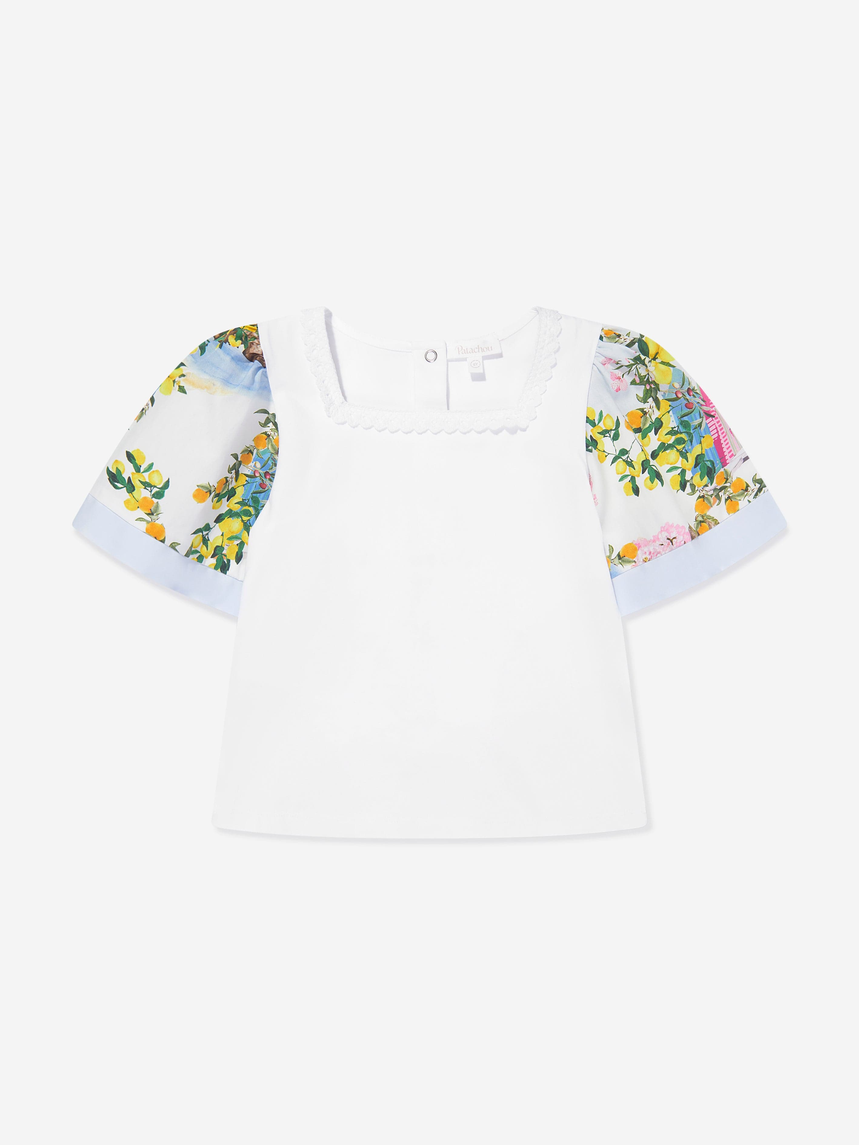 Patachou Girls Beach Club Print Blouse in White