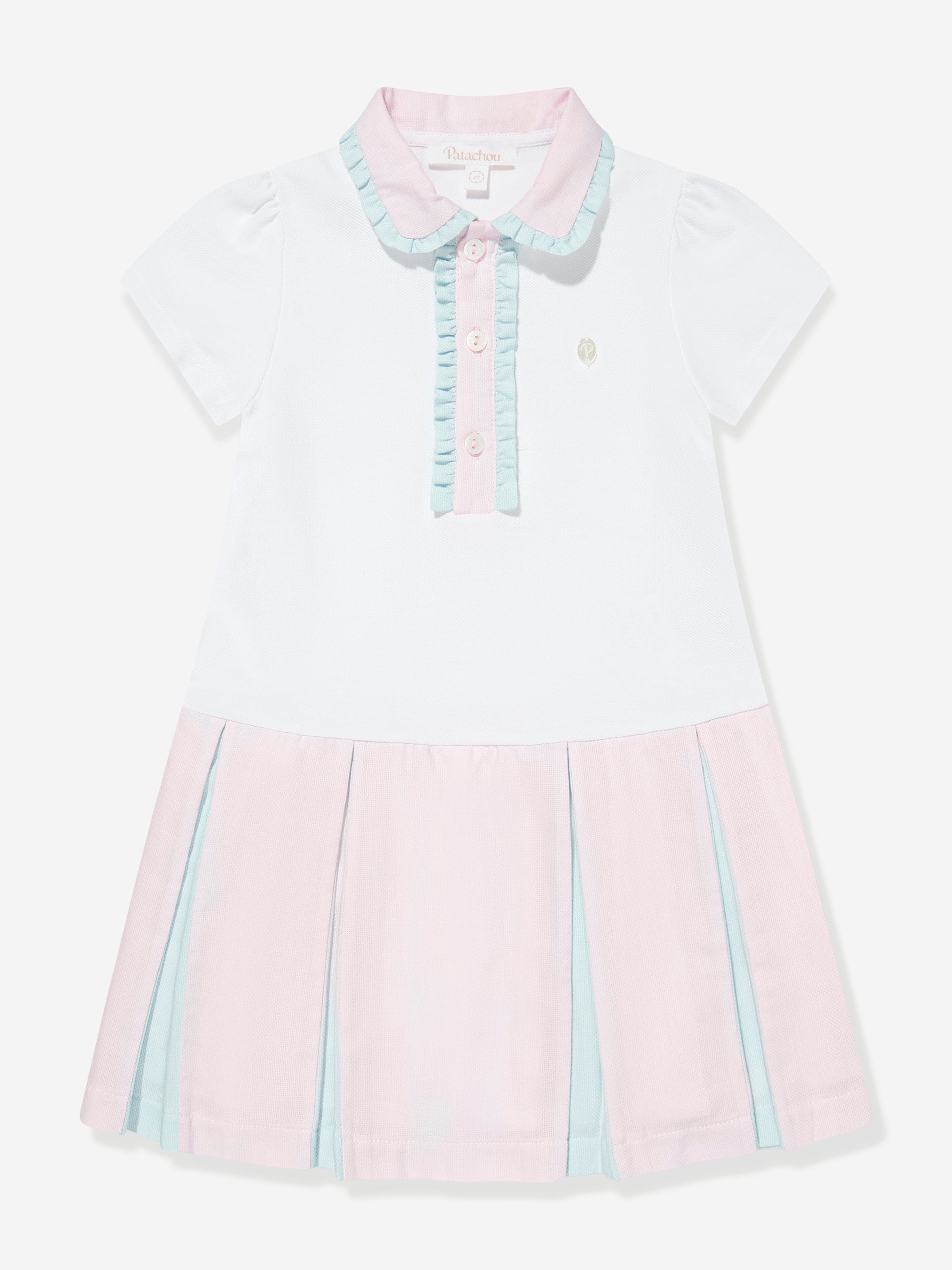 Patachou Girls Polo Dress in White