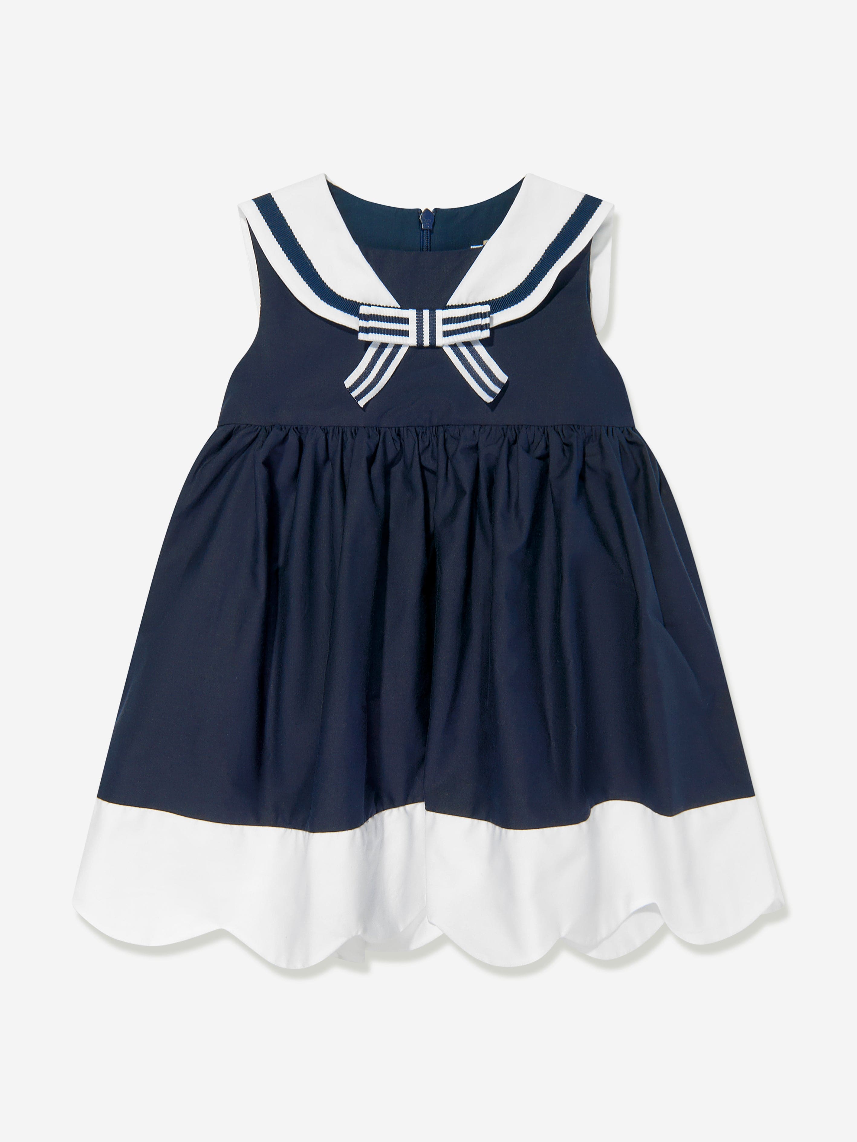 Patachou Girls Sleeveless Sailor Dress in Navy