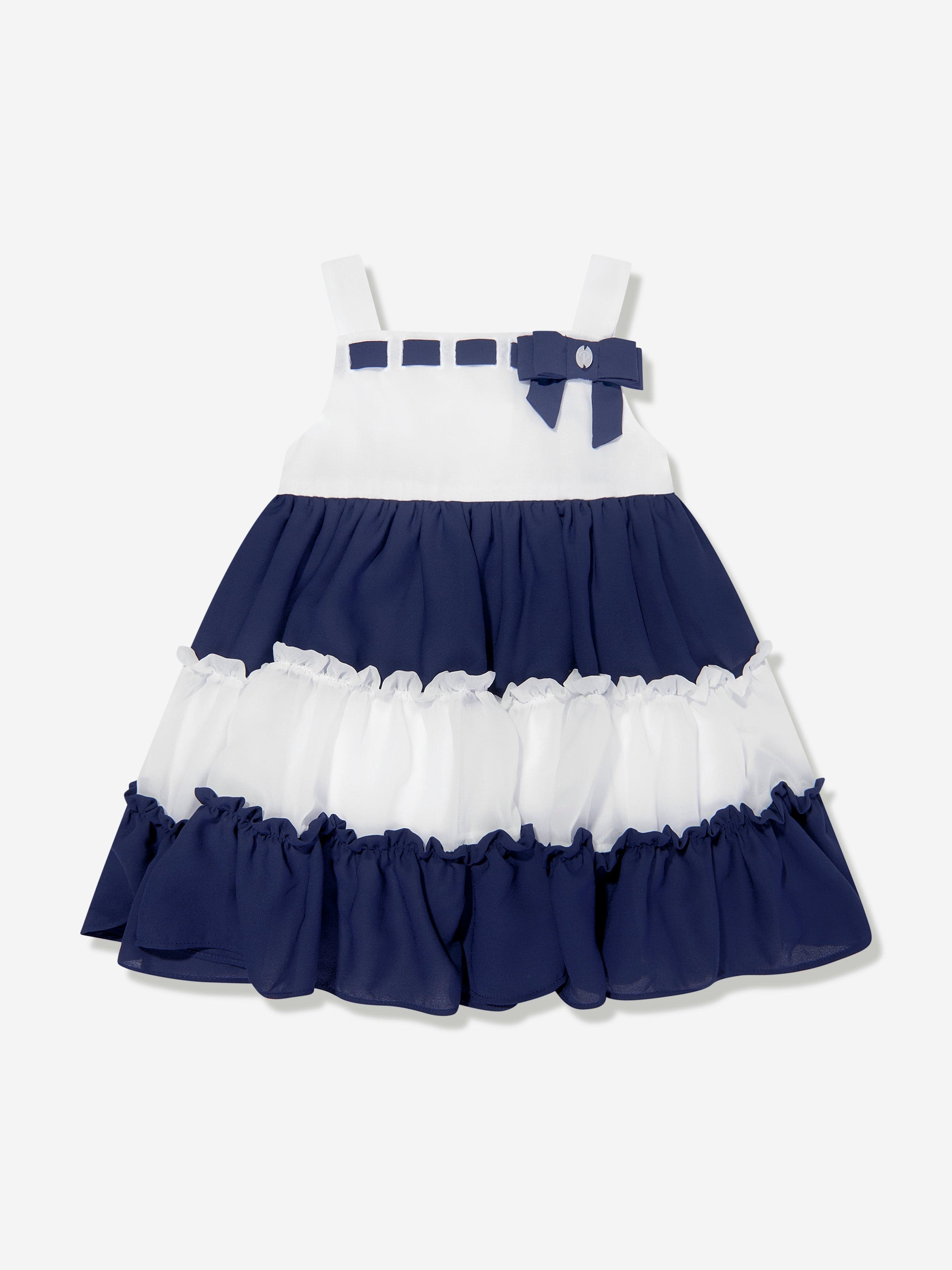 Patachou Girls Striped Yacht Club Dress in Navy