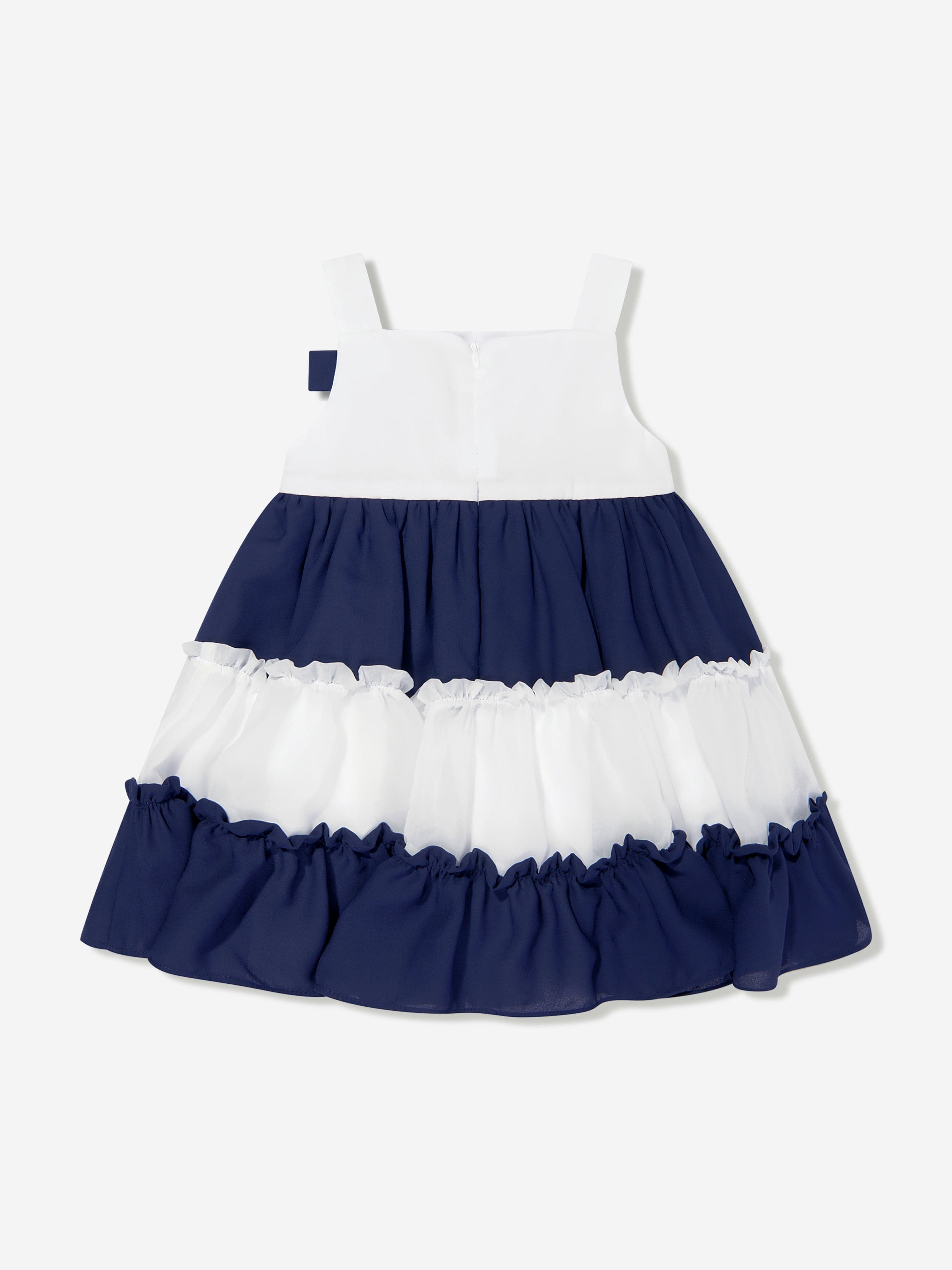 Patachou Girls Striped Yacht Club Dress in Navy