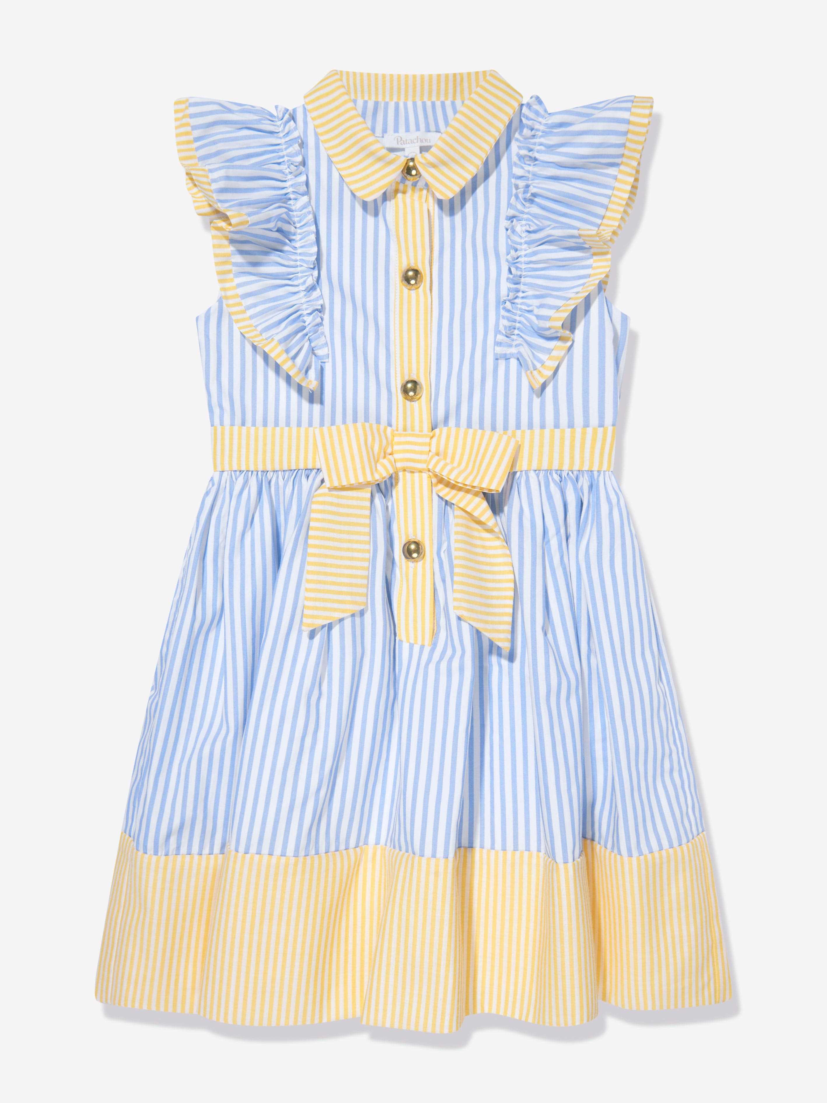 Patachou Girls Cotton Shirt Dress in Blue