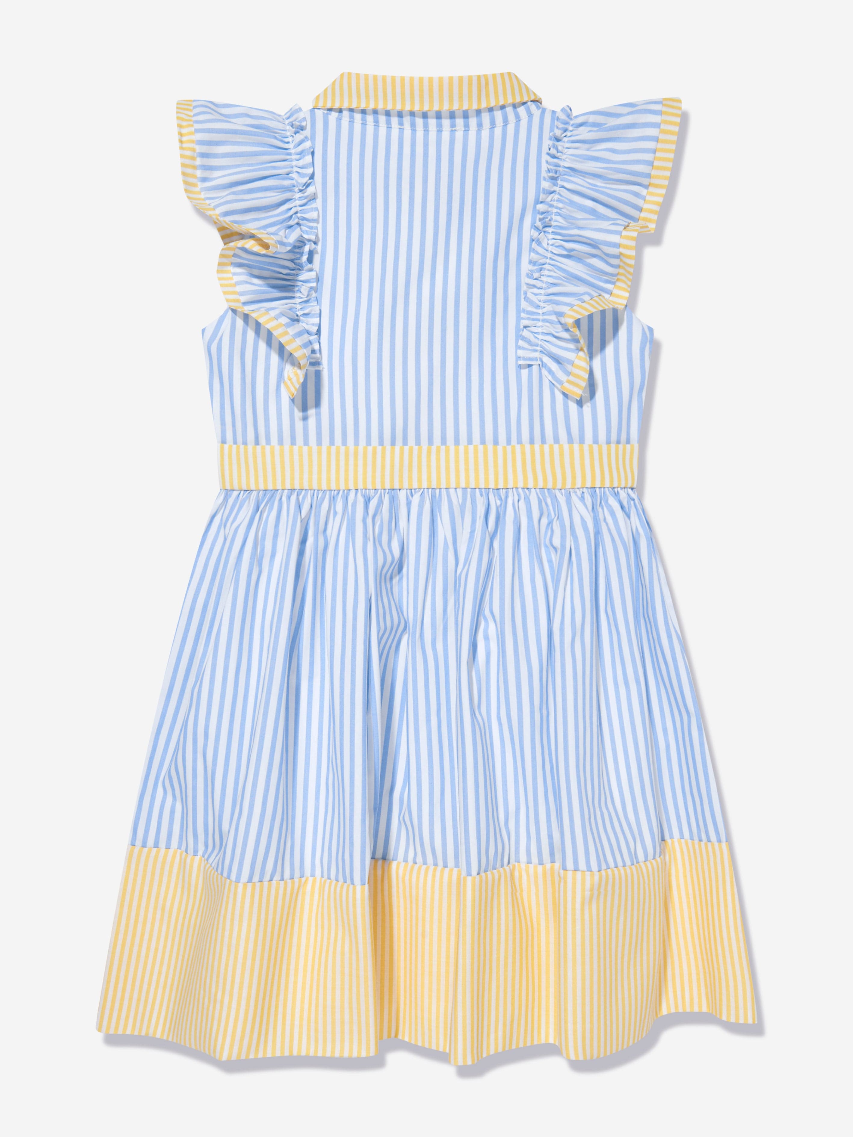 Patachou Girls Cotton Shirt Dress in Blue