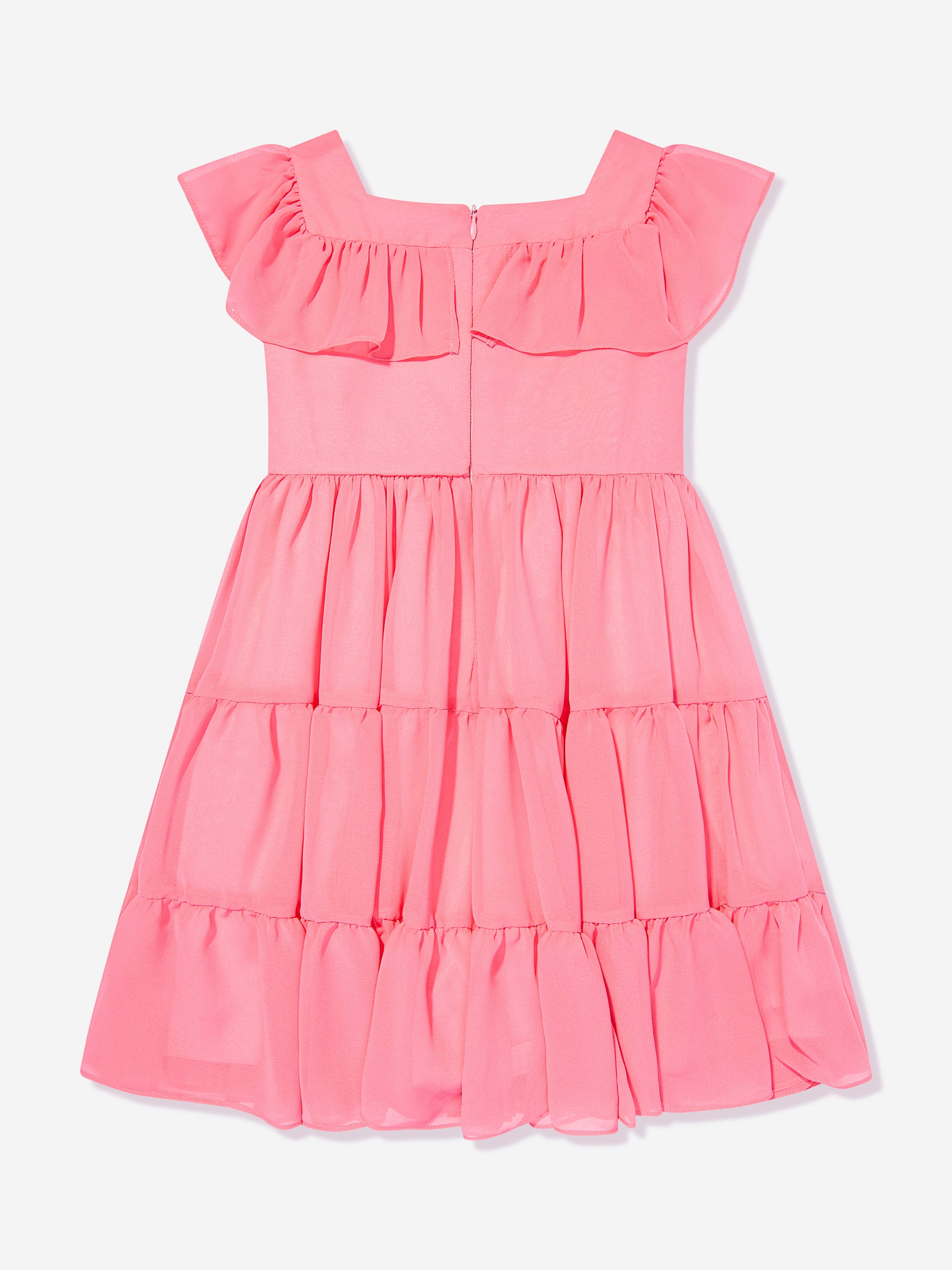 Patachou Girls Chiffon Bow Dress in Pink