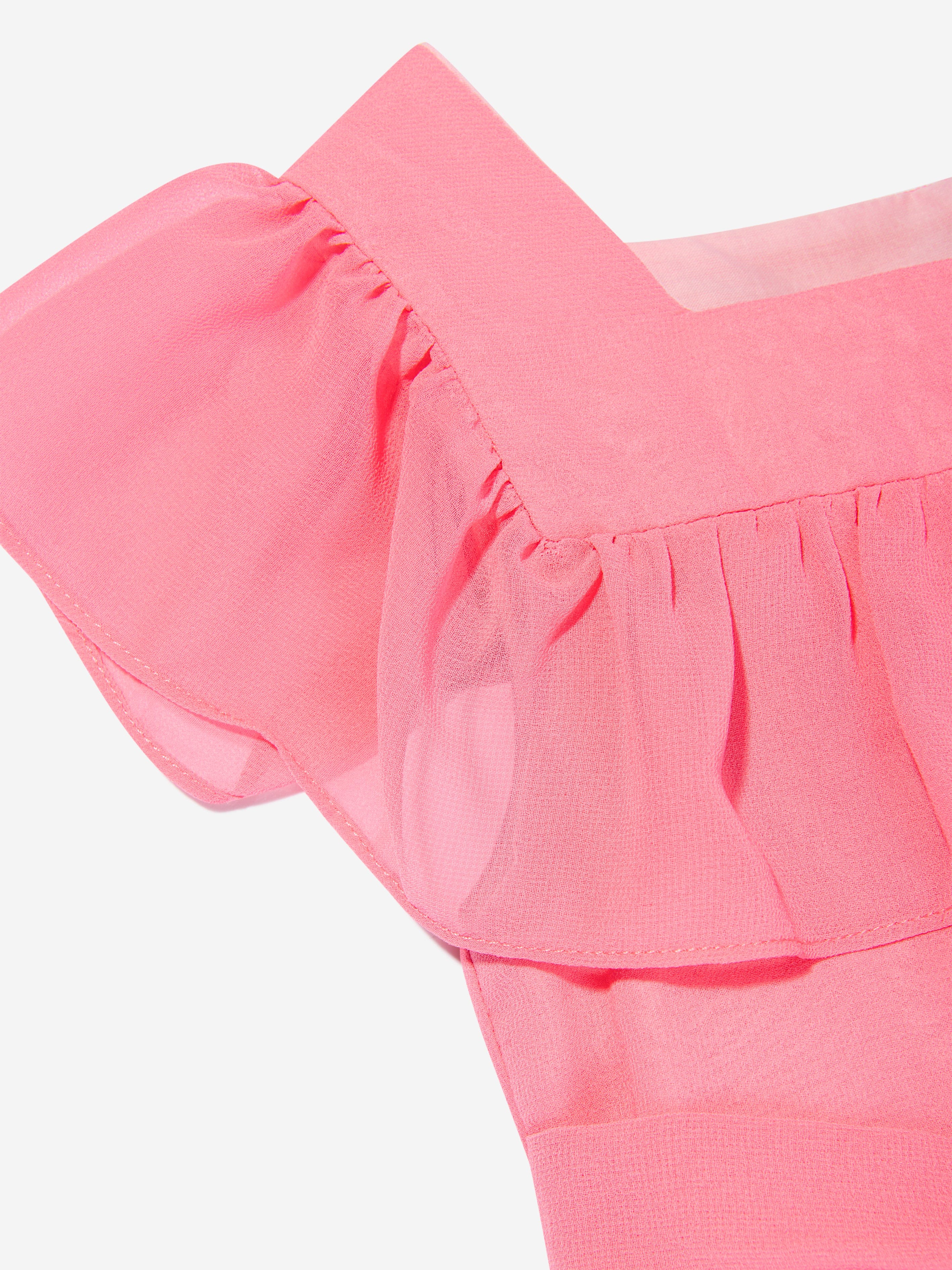 Patachou Girls Chiffon Bow Dress in Pink